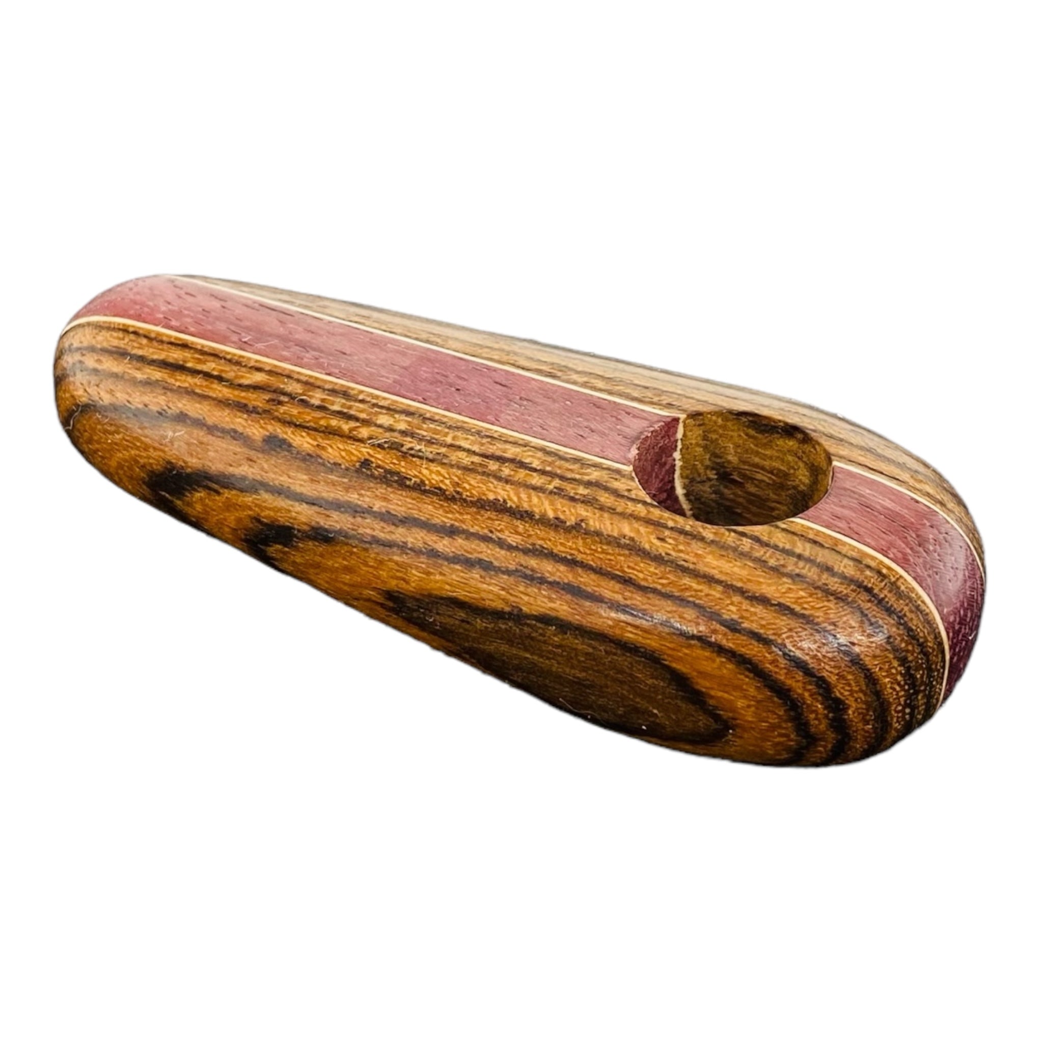 Wood Hand Pipe - Wide Oval Hand Pipe With Two Tone Hardwood