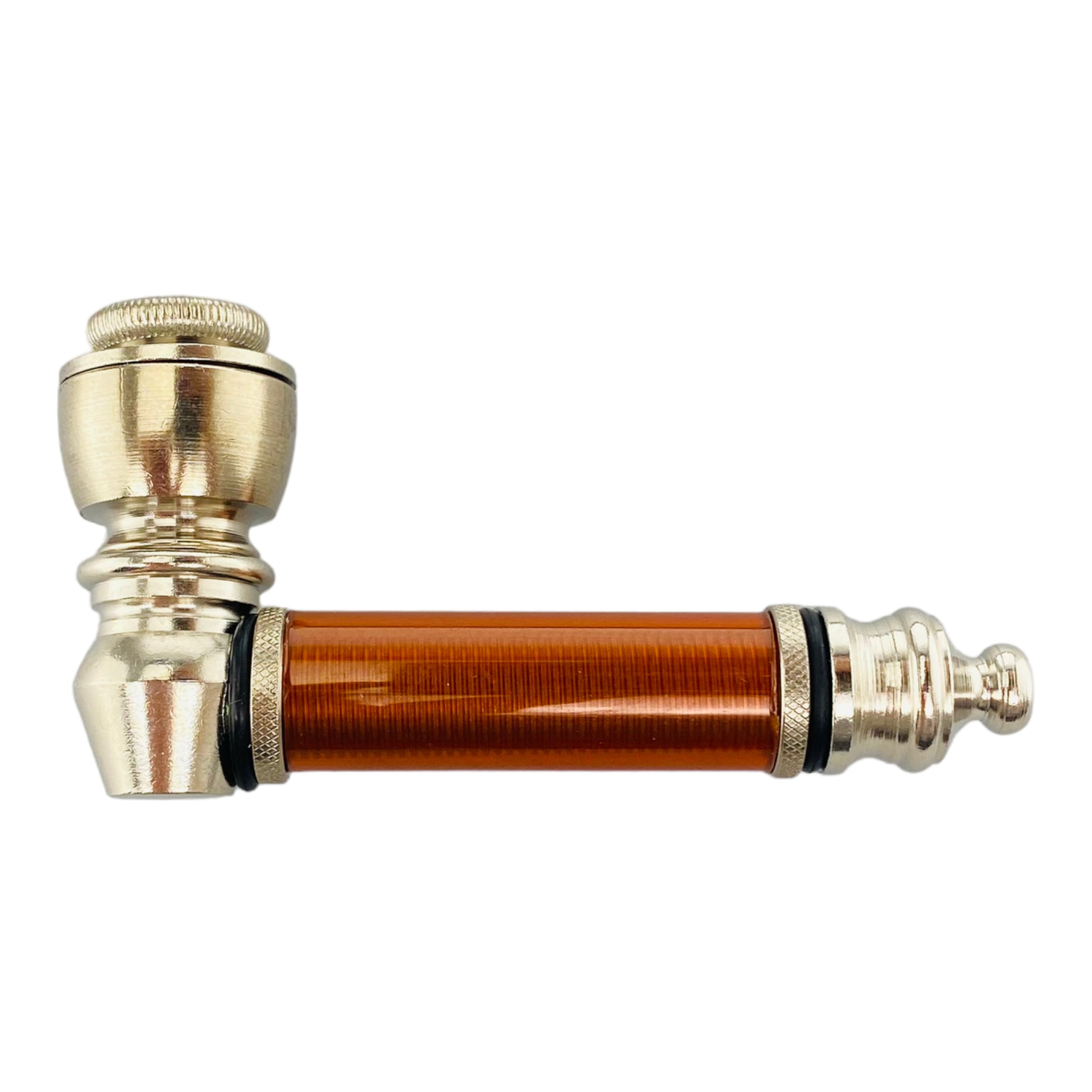 Silver Chrome Hand Pipe With Orange Plastic Stem cover