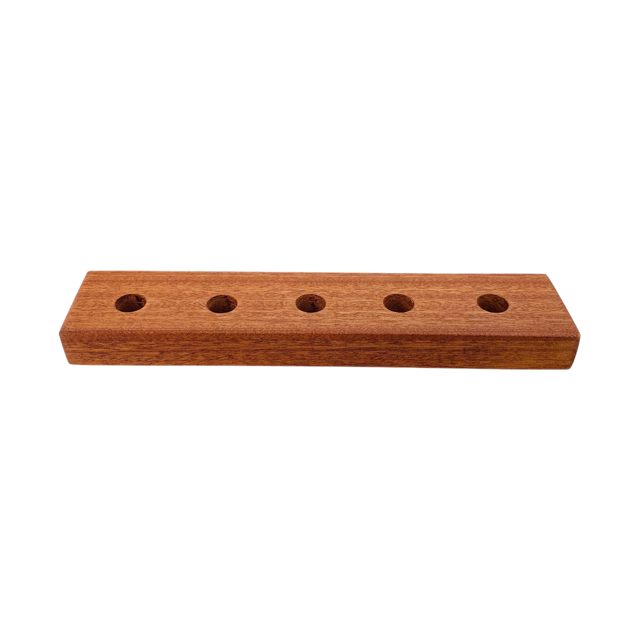 5 Hole Wood Display Stand Holder For 14mm Bong Bowl Pieces Or Quartz Bangers - Mahogany Plank