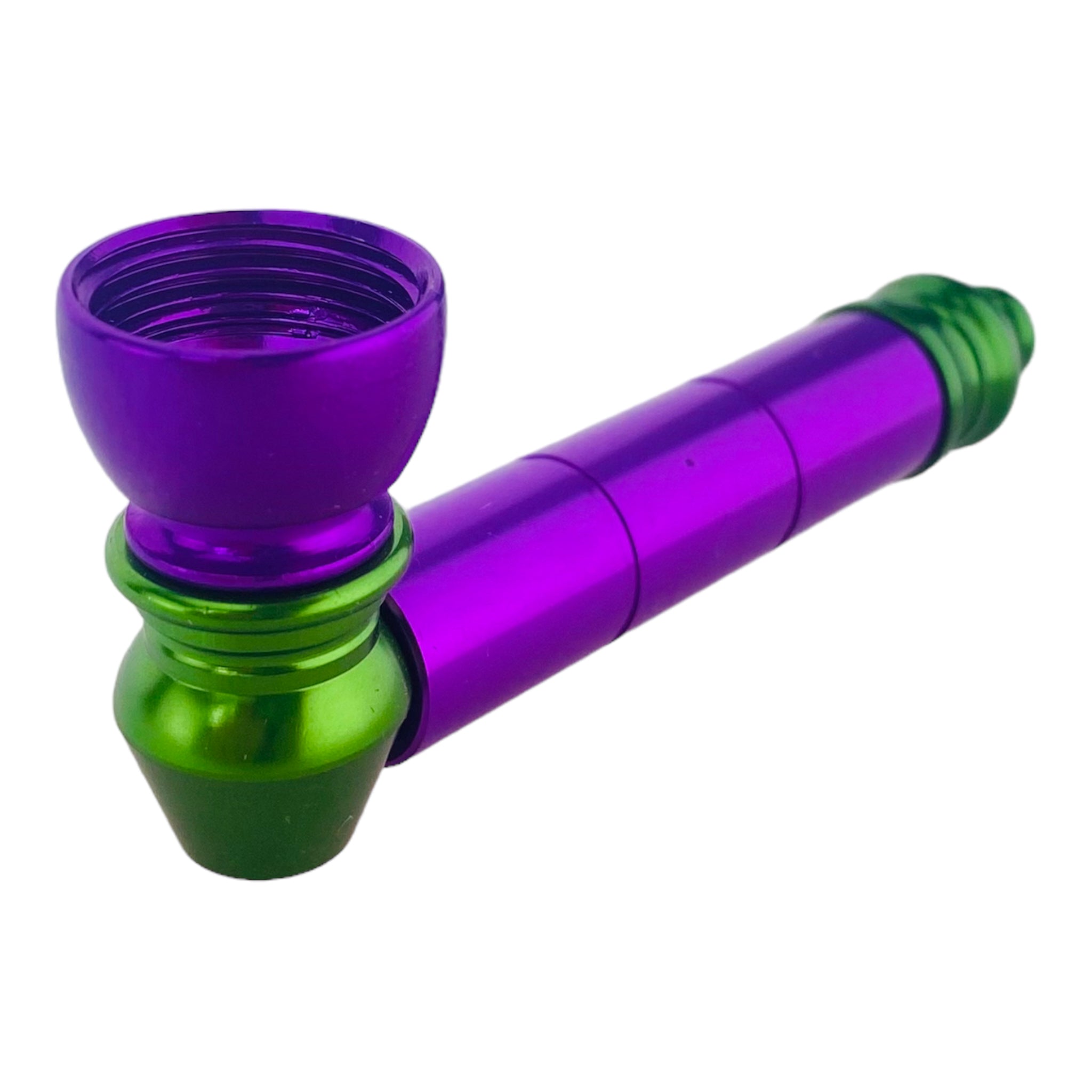 Metal Hand Pipes - Purple & Green Basic Aluminum Metal Pipe With Small Chamber