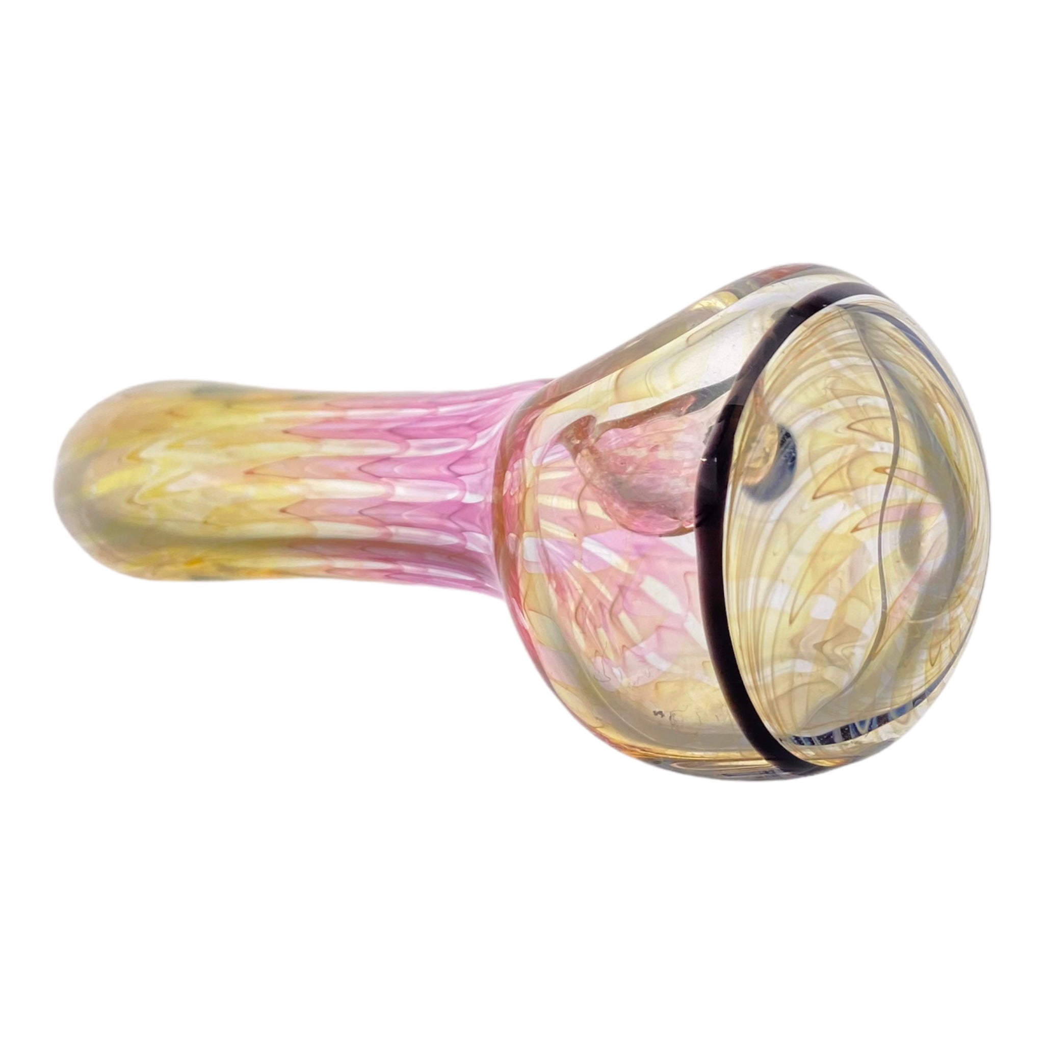 Custom Multicolor Changing Glass Spoon Pipe With Fuming Wrap And Rake