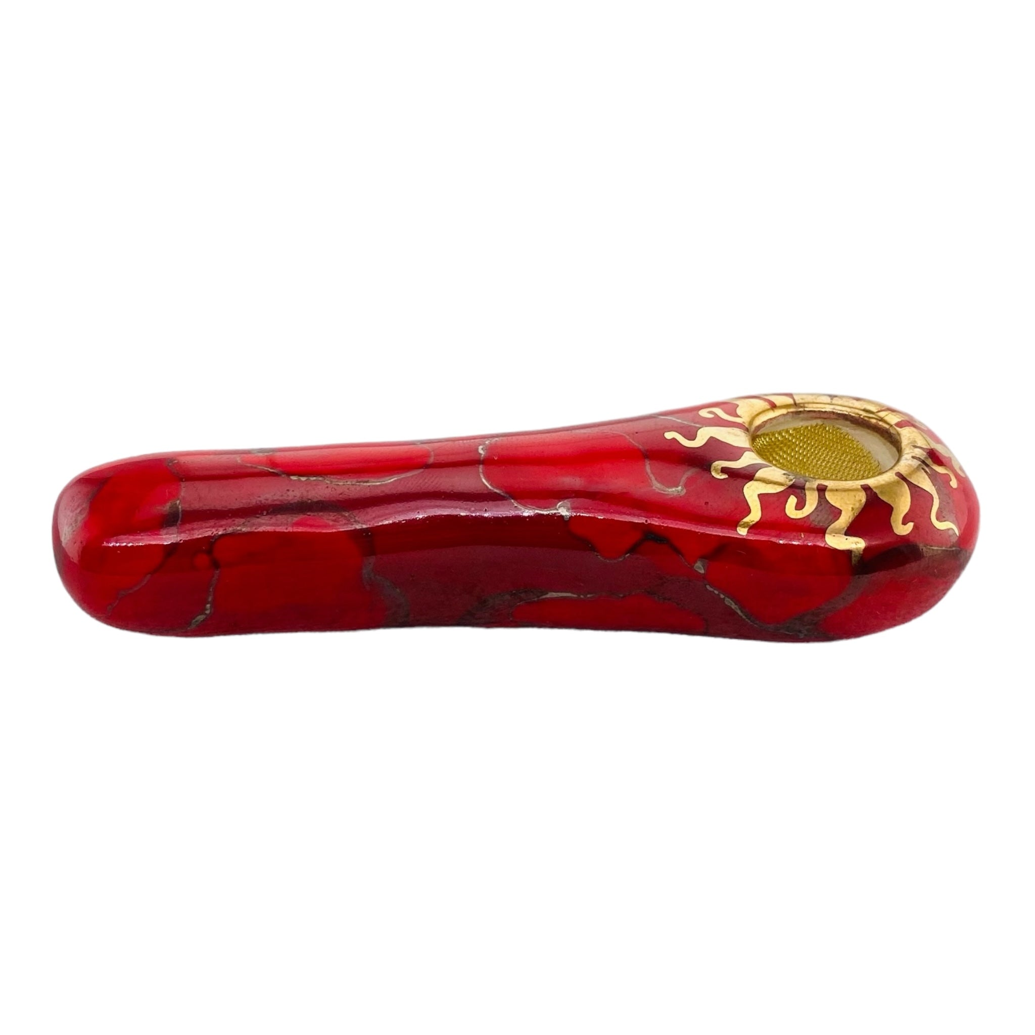 Red Ceramic Hand Pipe Basic Spoon with brass screen for sale