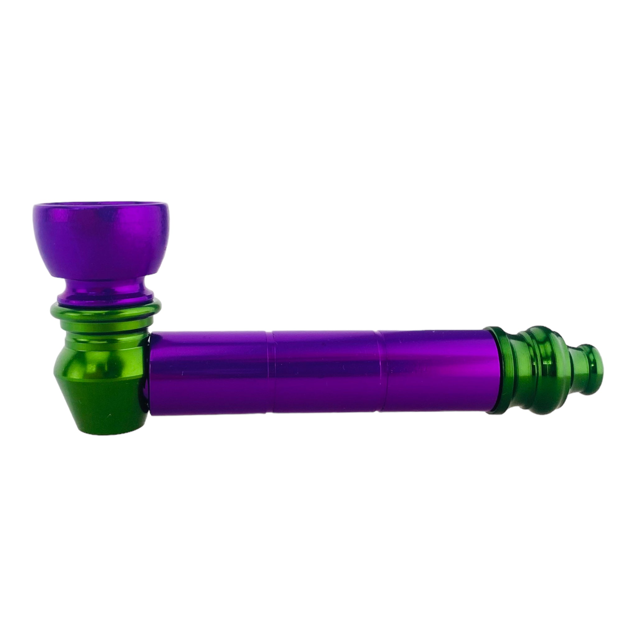 Metal weed and tobbaco pipe purple and green basic metal pipe with small chamber for sale free shipping