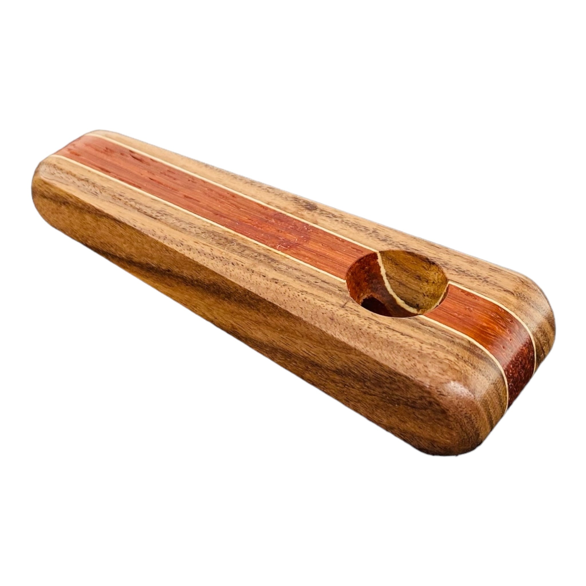Wood Hand Pipe - Small Two Tone Hardwood Smoking Pipe