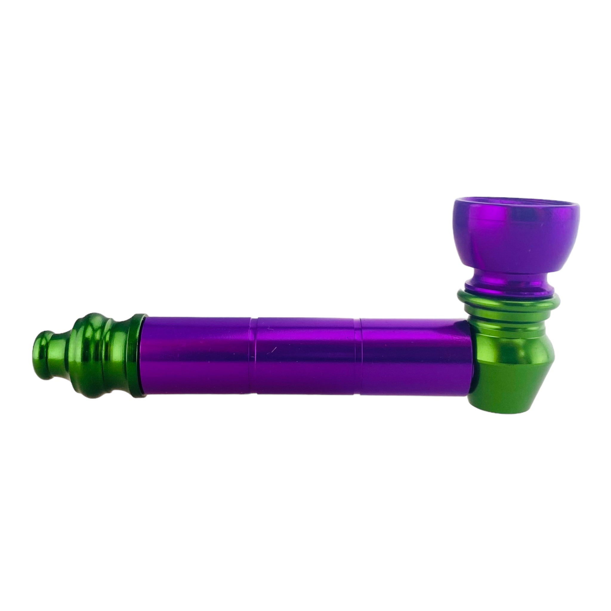 Metal weed and tobbaco pipe purple and green basic metal pipe with small chamber for sale free shipping