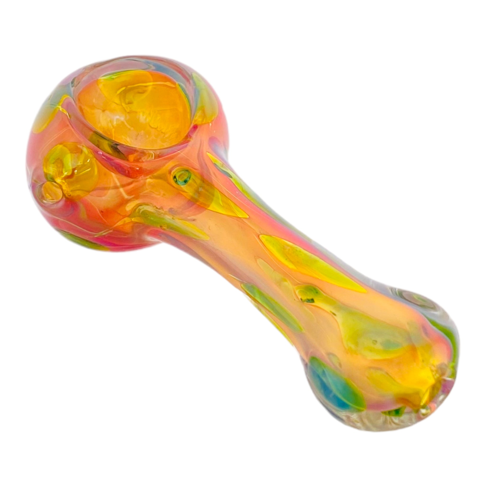 Gold Color Changing Glass Spoon Pipe With Green Dots
