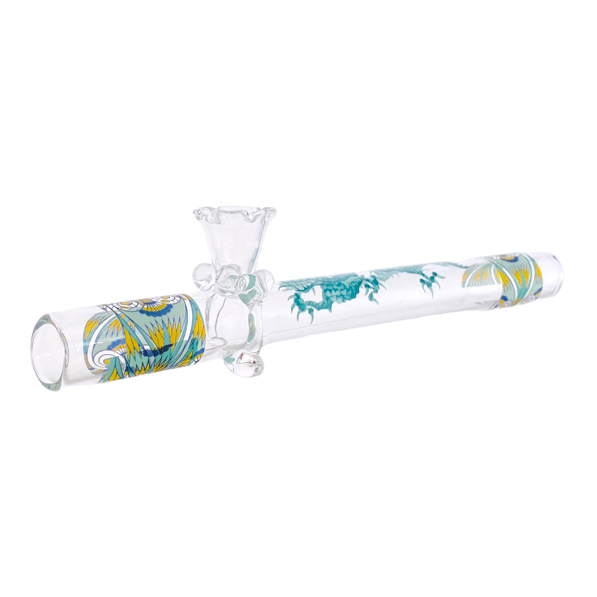 8 inch long Clear Steamroller With Blue Dragon