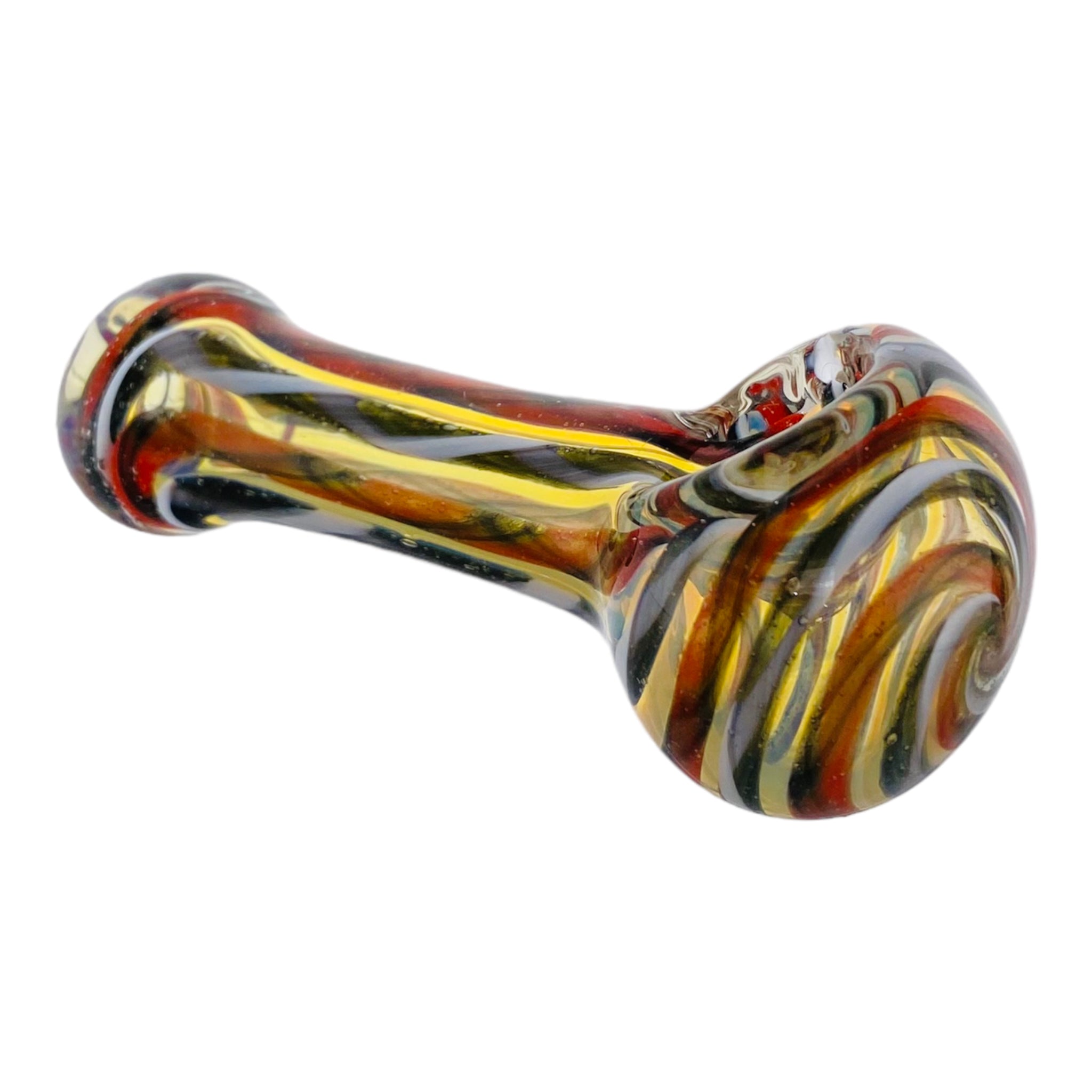 Basic Glass Spoon Pipe With Red White And Black Linework