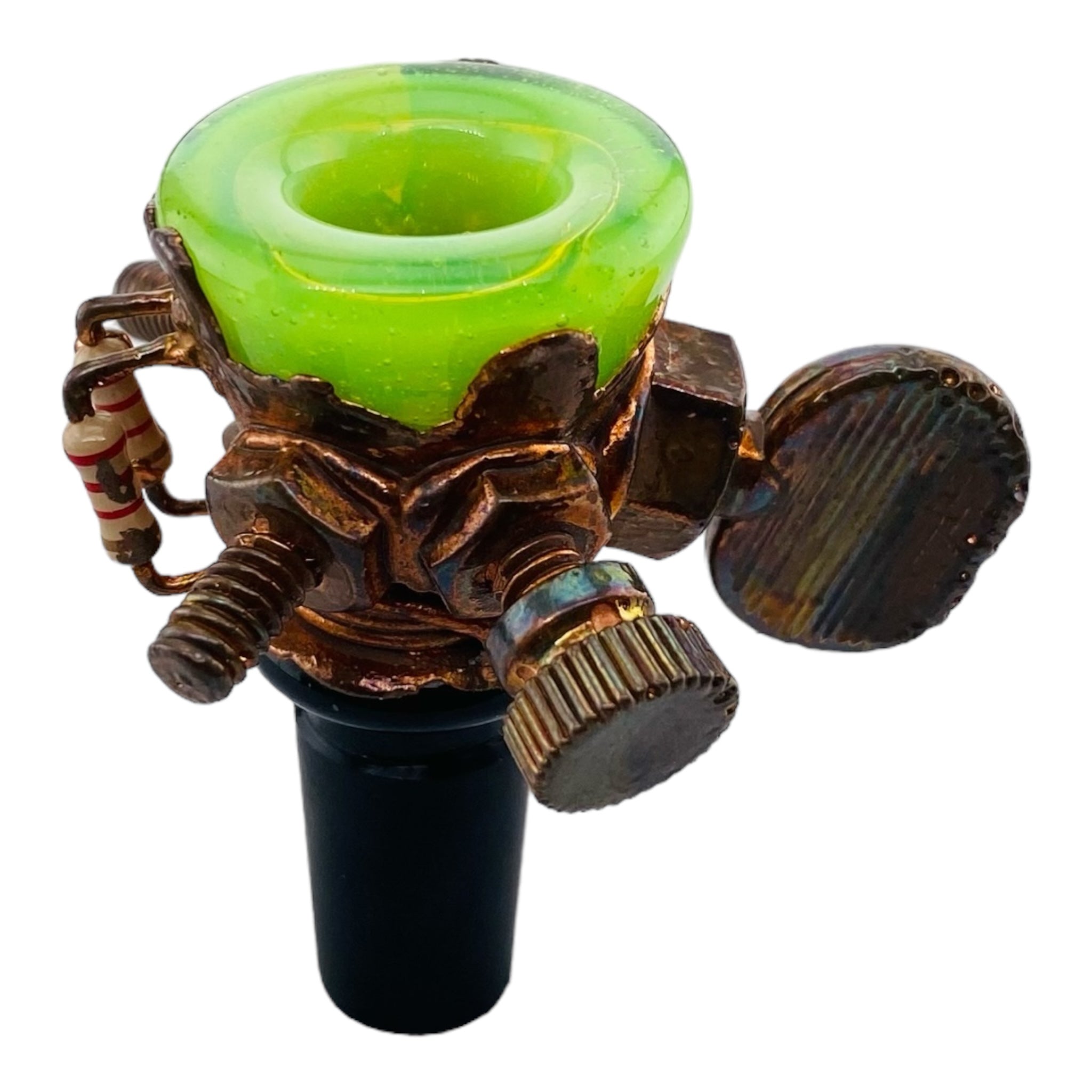 Snic Barnes Glass Copper Electroformed 14mm Bowl With Slyme Green for sale