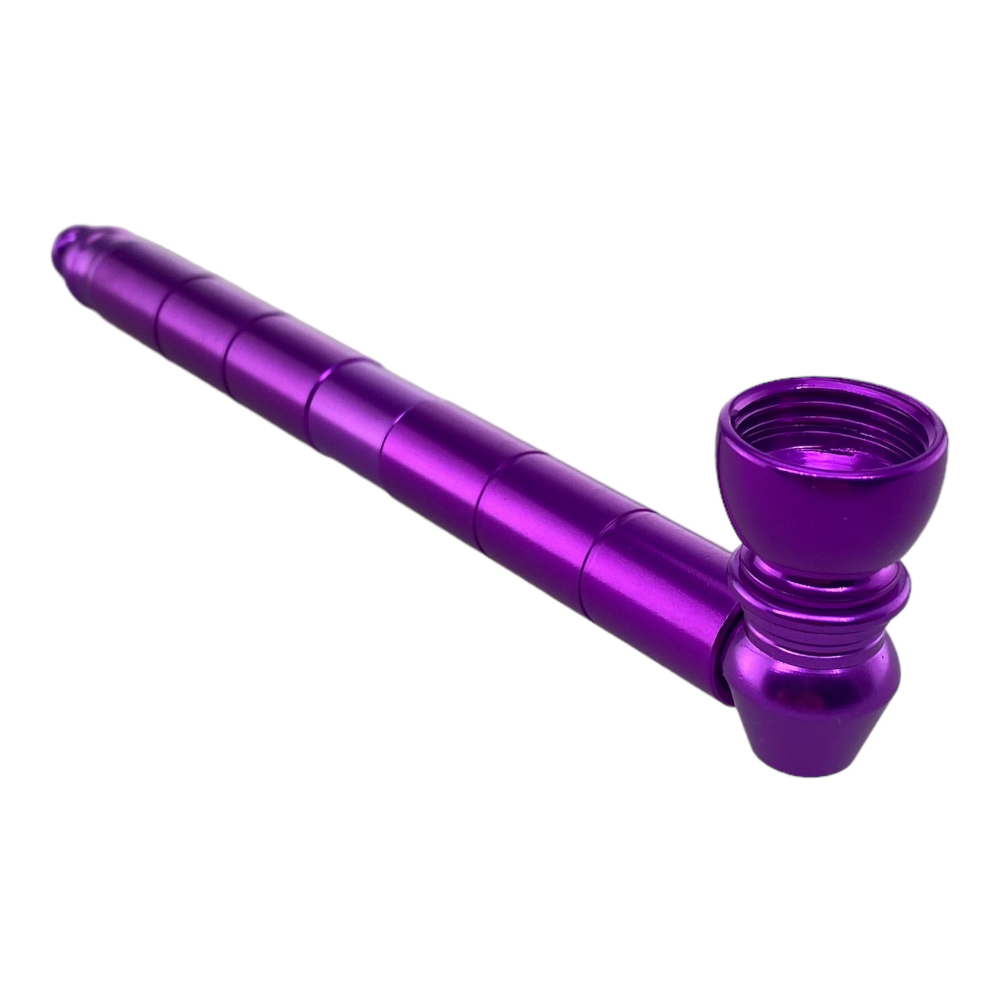 purple long stem aluminum metal smoking pipe