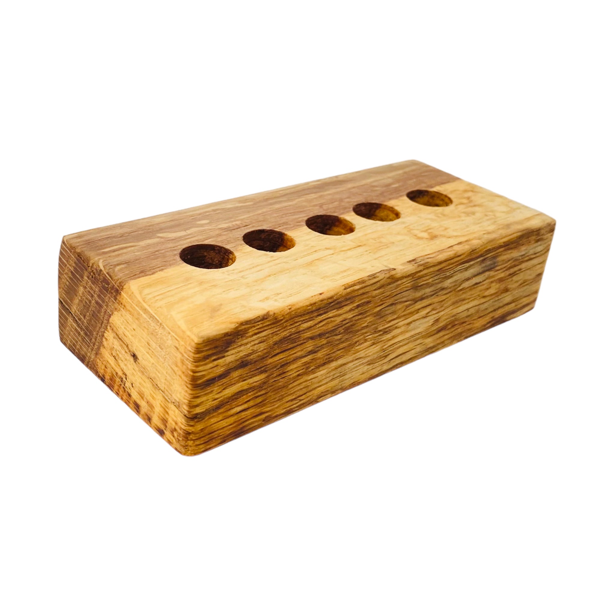 5 Hole Wood Display Stand Holder For 14mm Bong Bowl Pieces Or Quartz Bangers - Cork Oak