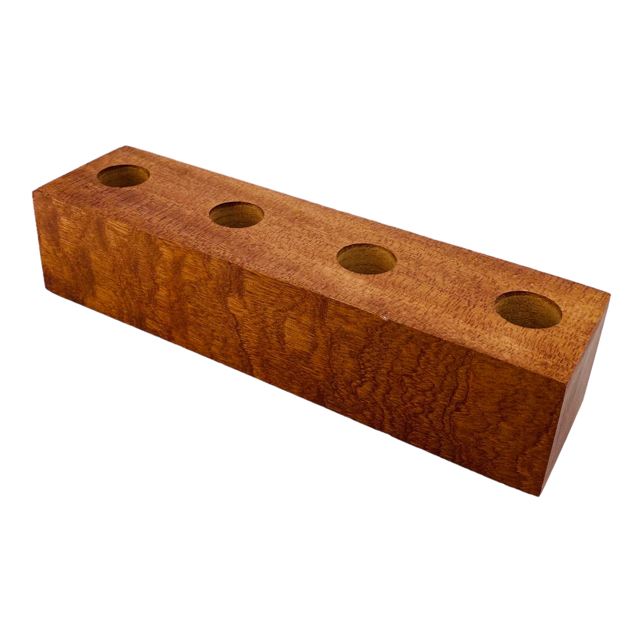 4 Hole Wood Display Stand Holder For 18mm Bong Bowl Pieces Or Quartz Bangers - Mahogany