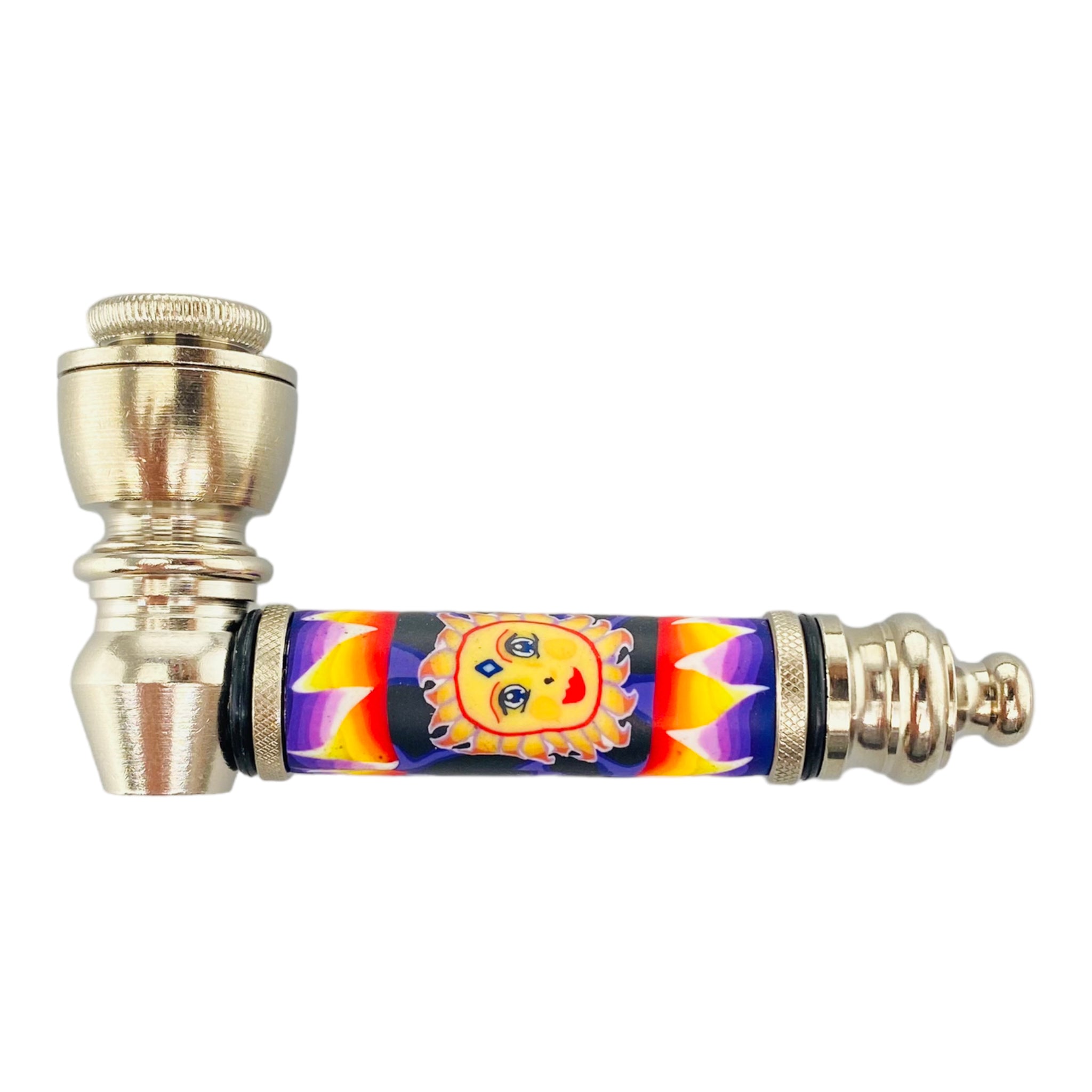 Silver Chrome Hand Pipe With Sun