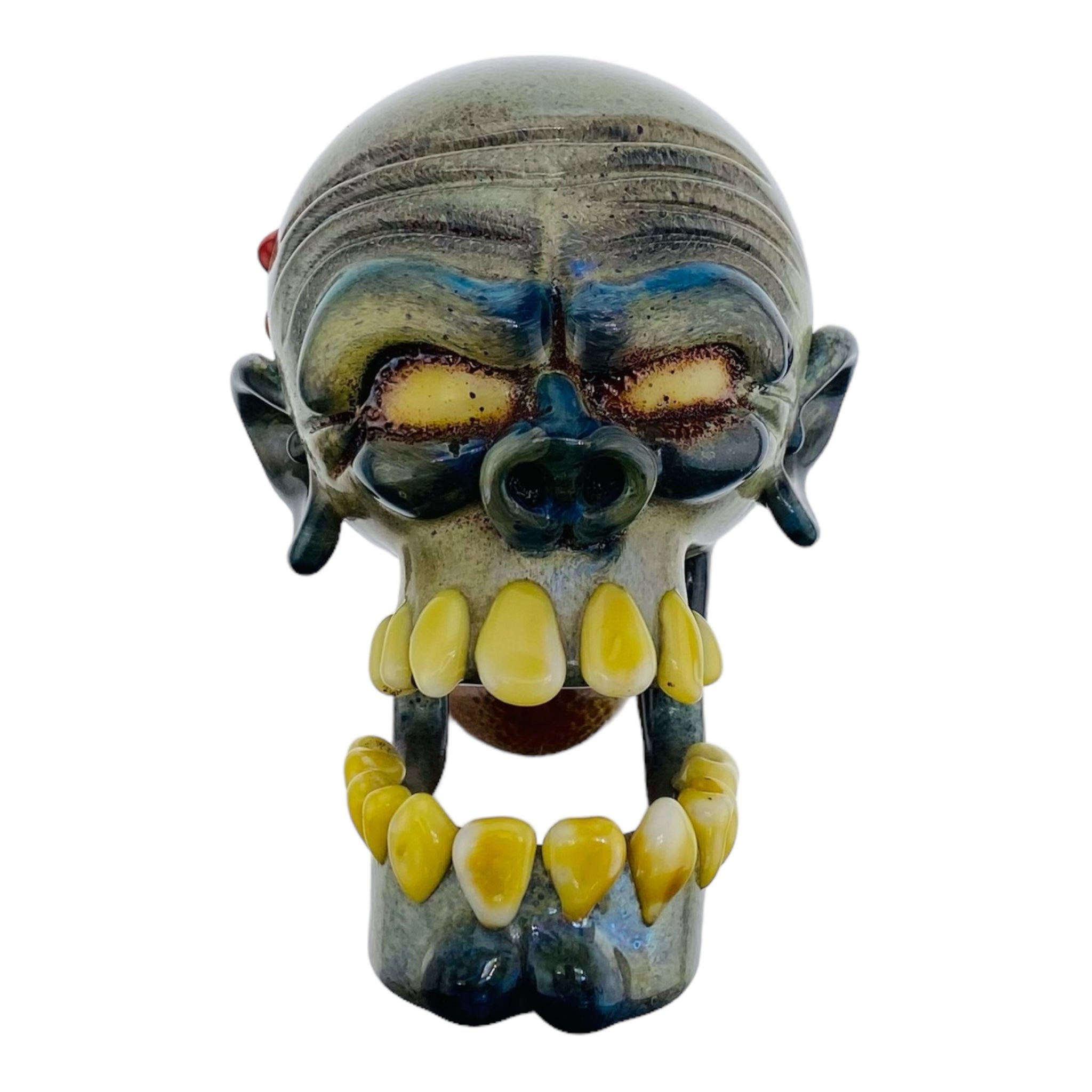heady glass hand made custom unique Zombie Head & Spine Glass Hand Pipe for sale