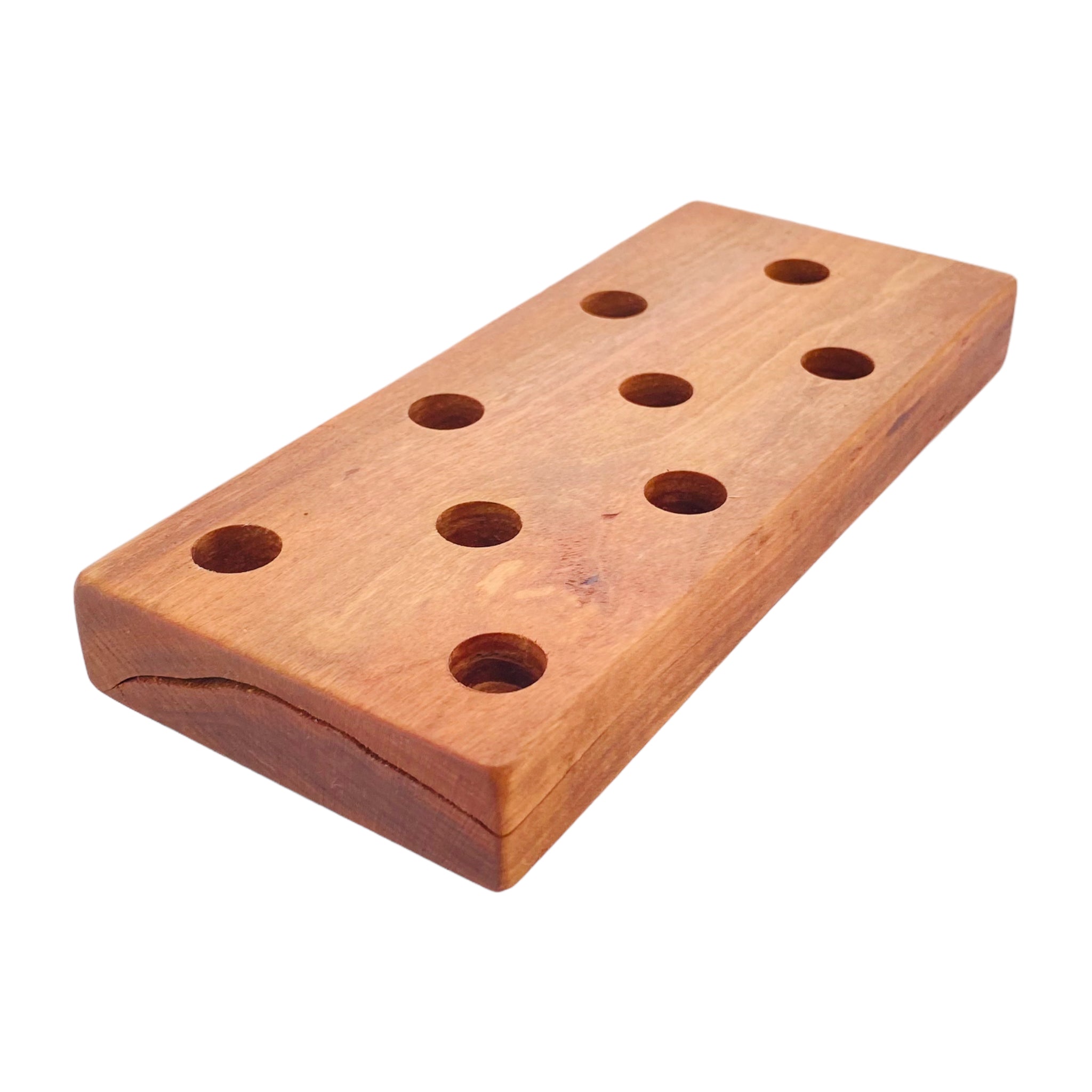 9 Hole Wood Display Stand Holder For 14mm Bong Bowl Pieces Or Quartz Bangers - Cherry Wood