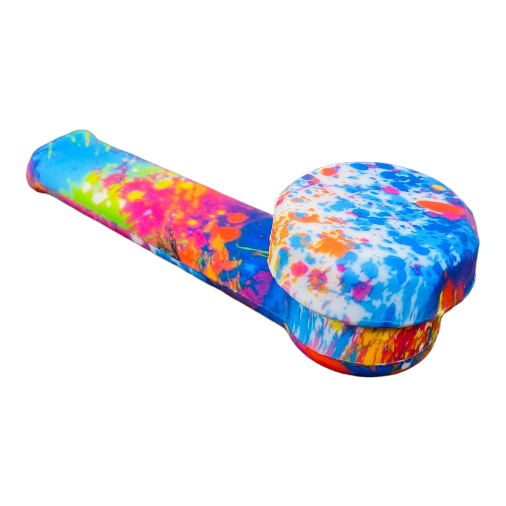 Small Tie Dye Silicone Hand Pipe With Metal Bowl