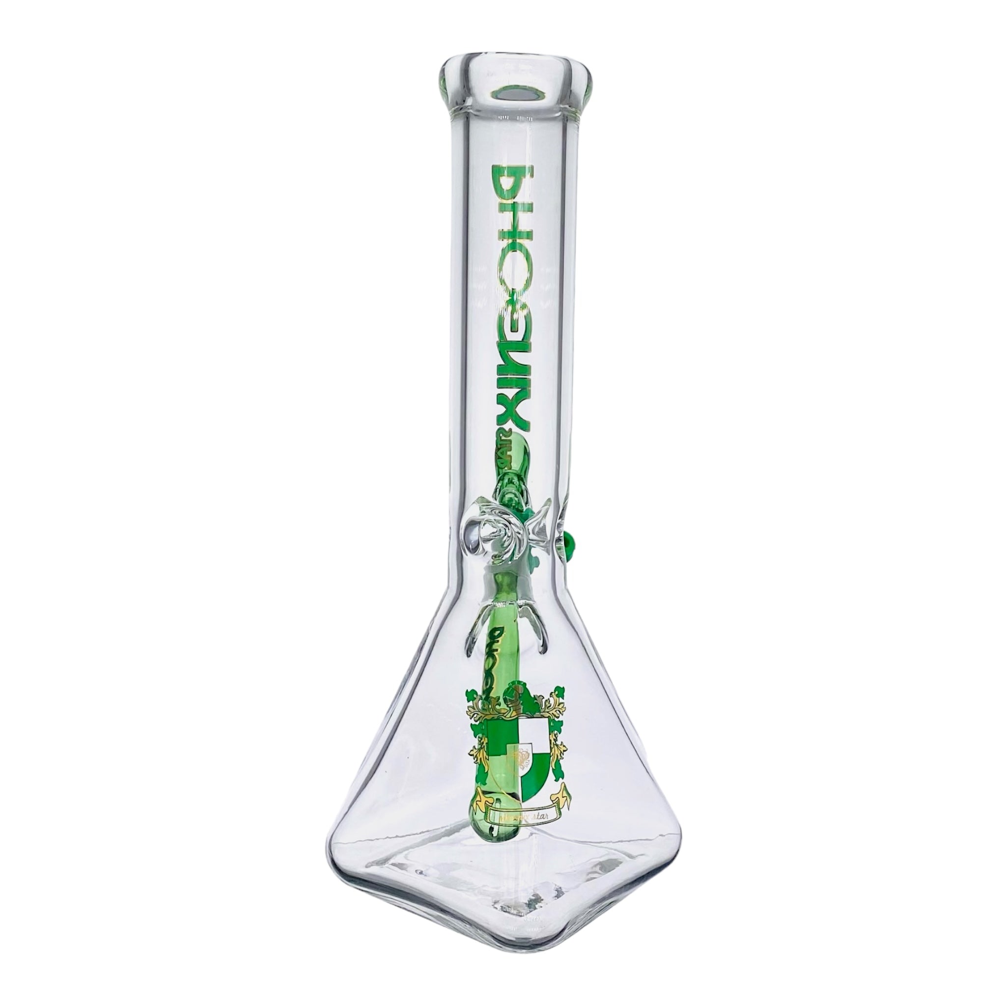 Phoenix Glass 10 Inch Square Base Clear Bong Green for sale