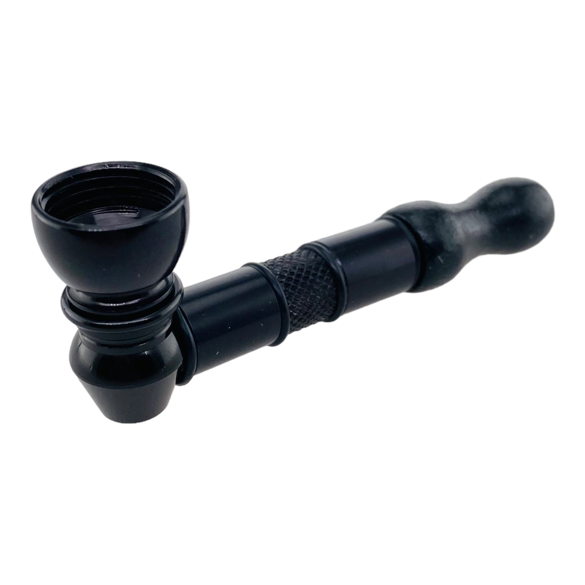 Metal Hand Pipes - Black Pipe With Wood Mouthpiece