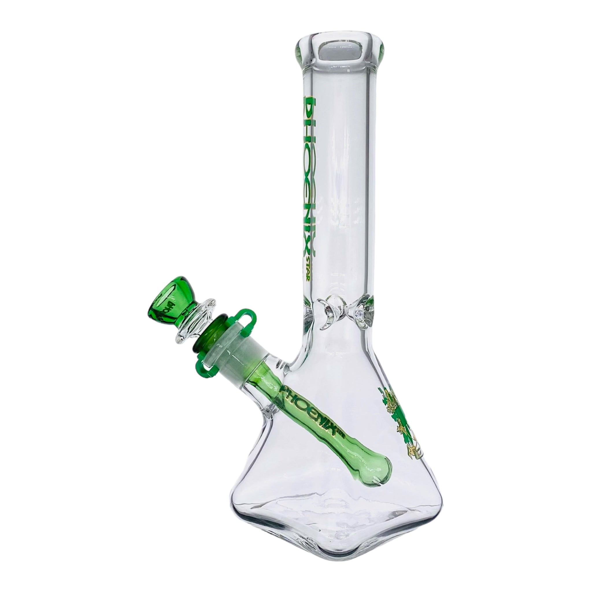 Phoenix Glass 10 Inch Square Base Clear Bong Green for sale