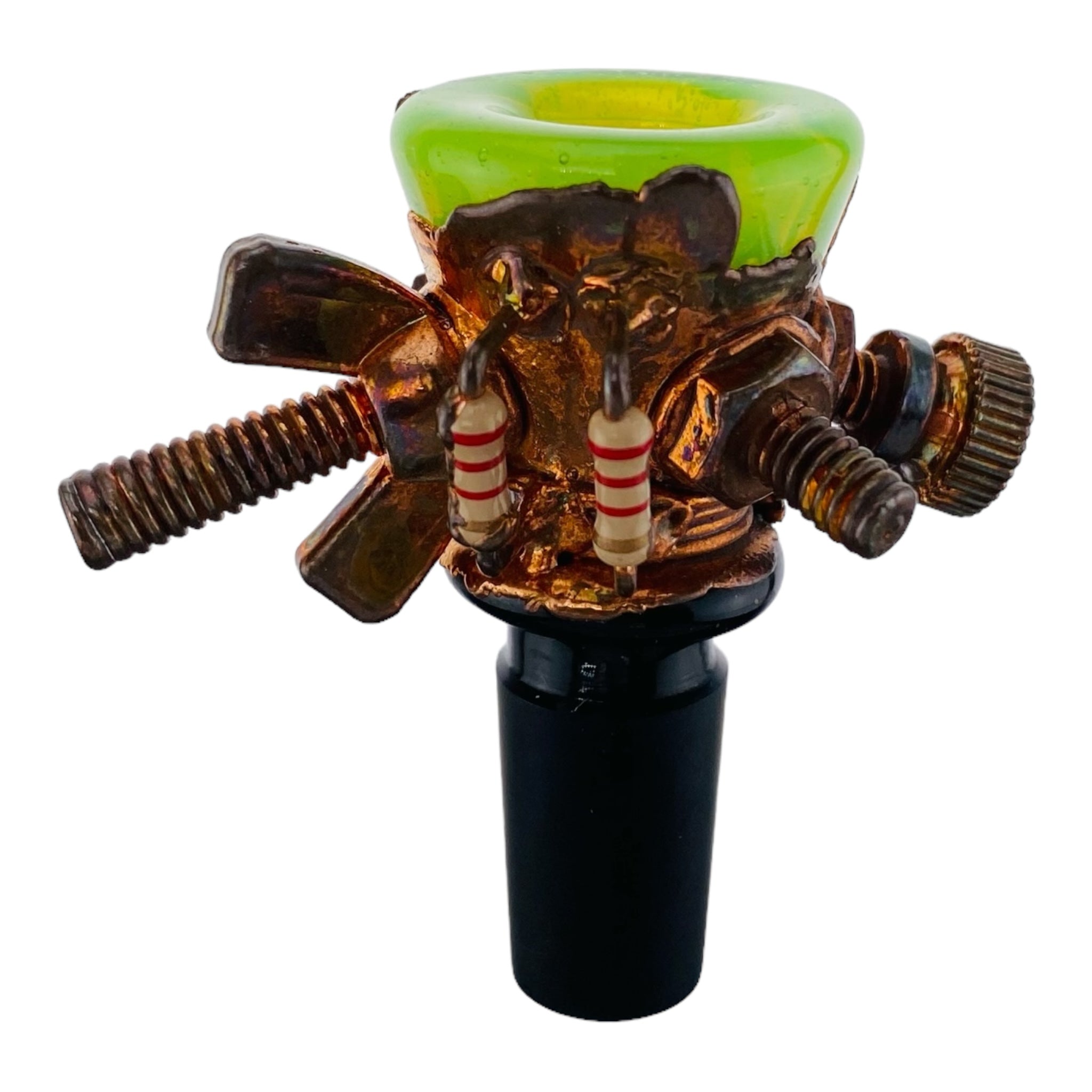 Snic Barnes Glass Copper Electroformed 14mm Bowl With Slyme Green for sale