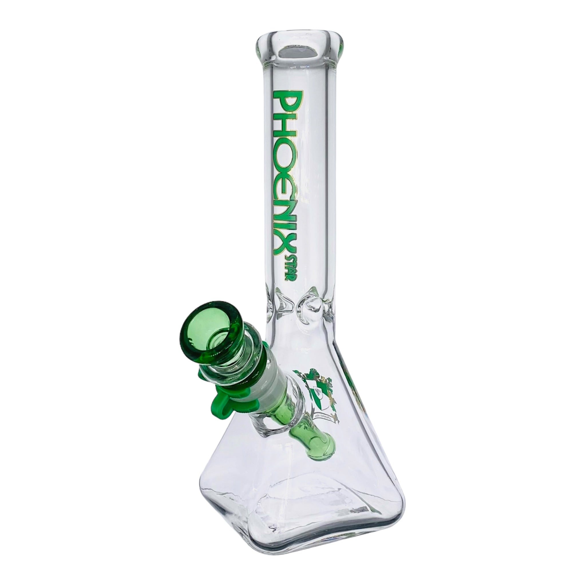 Phoenix Glass 10 Inch Square Base Clear Bong Green for sale