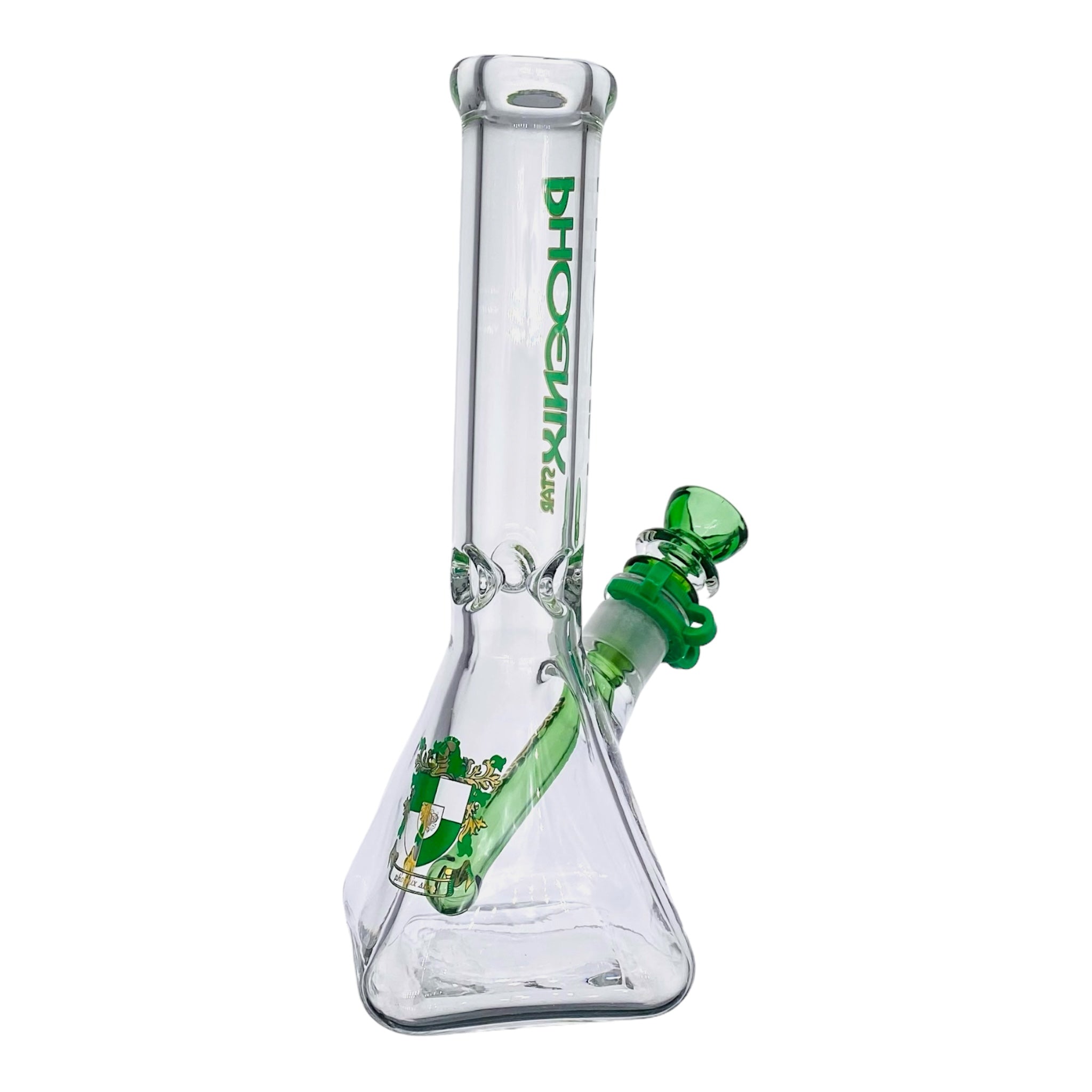 Phoenix Glass 10 Inch Square Base Clear Bong Green for sale