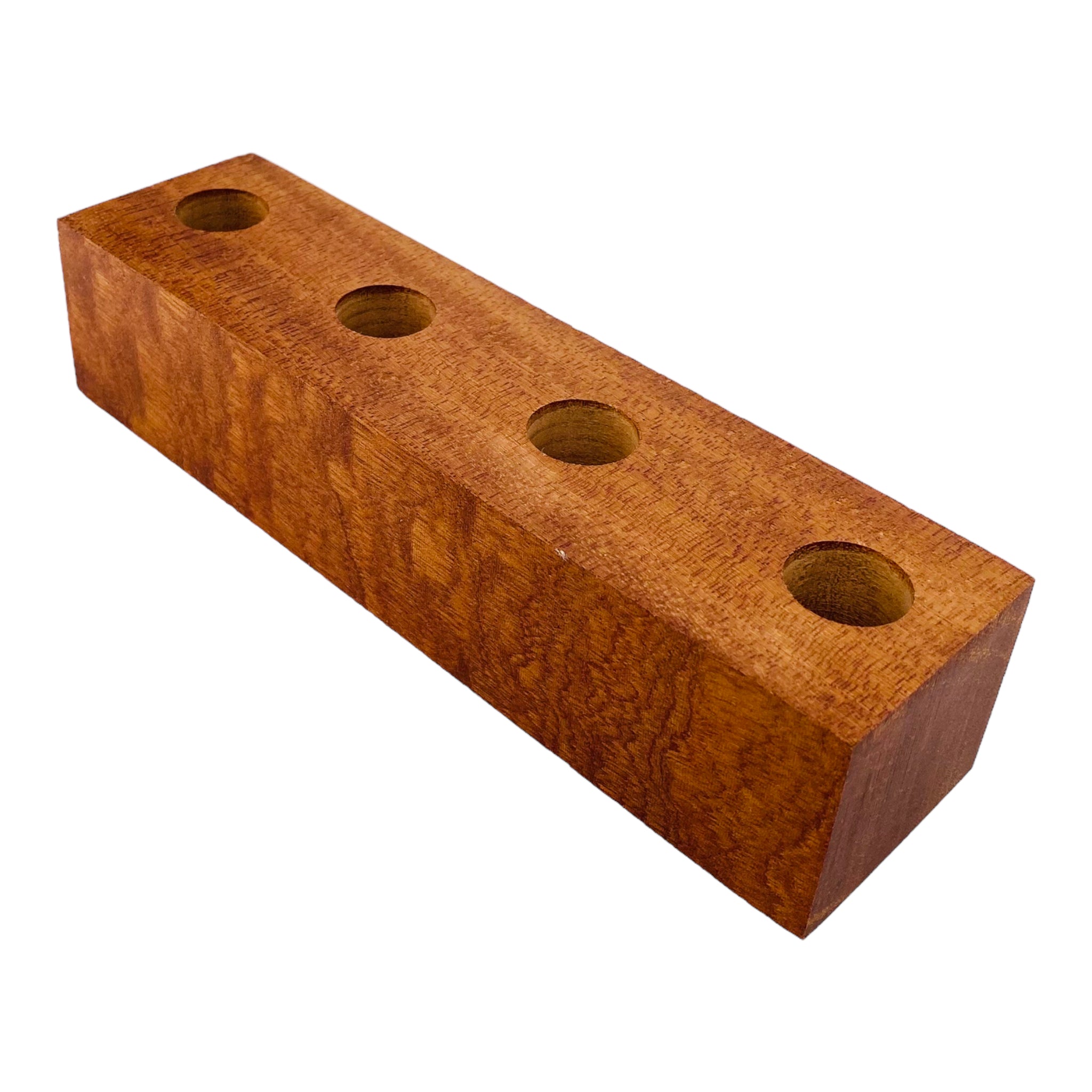 4 Hole Wood Display Stand Holder For 18mm Bong Bowl Pieces Or Quartz Bangers - Mahogany