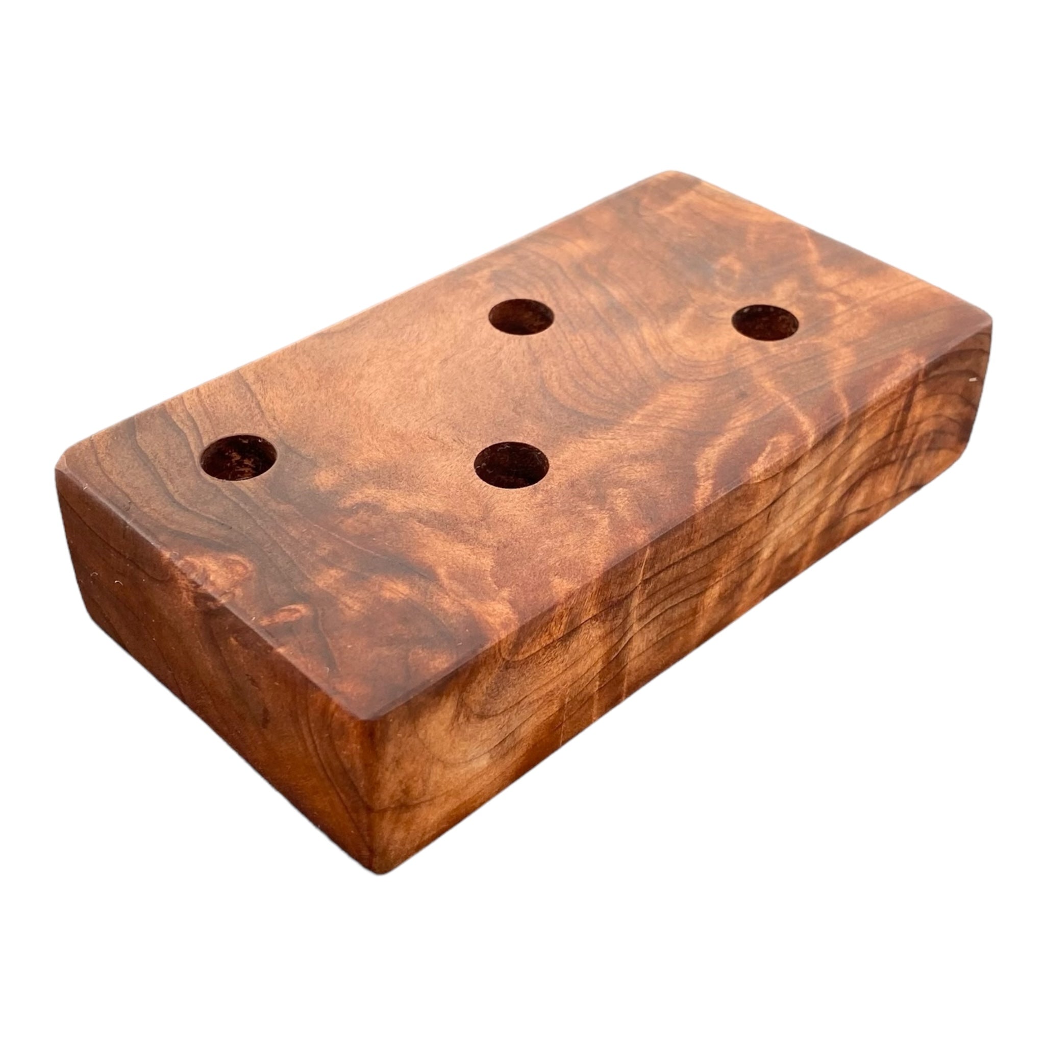 4 Hole Wood Display Stand Holder For 10mm Bong Bowl Pieces Or Quartz Bangers - Redwood Burl