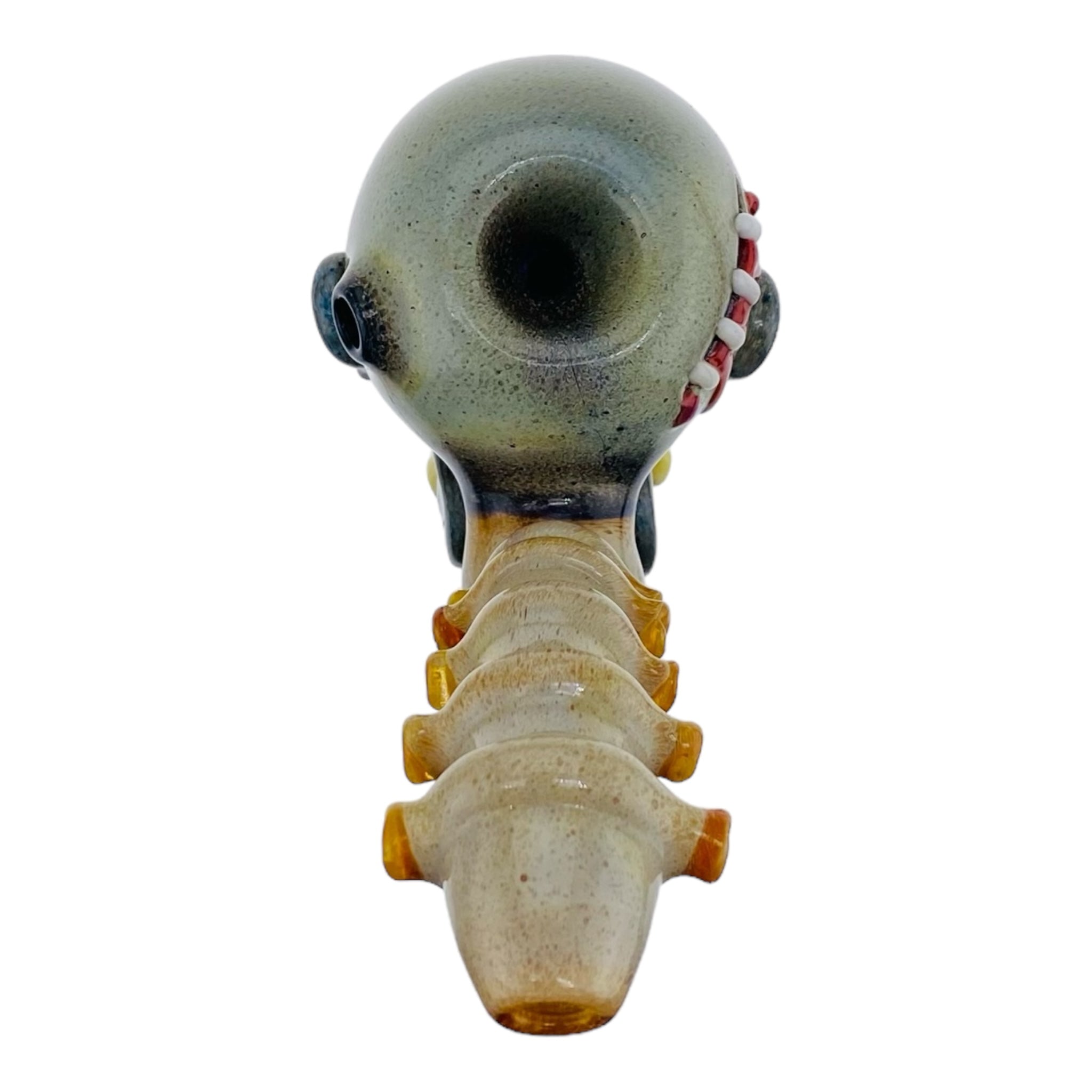 heady glass hand made custom unique Zombie Head & Spine Glass Hand Pipe for sale