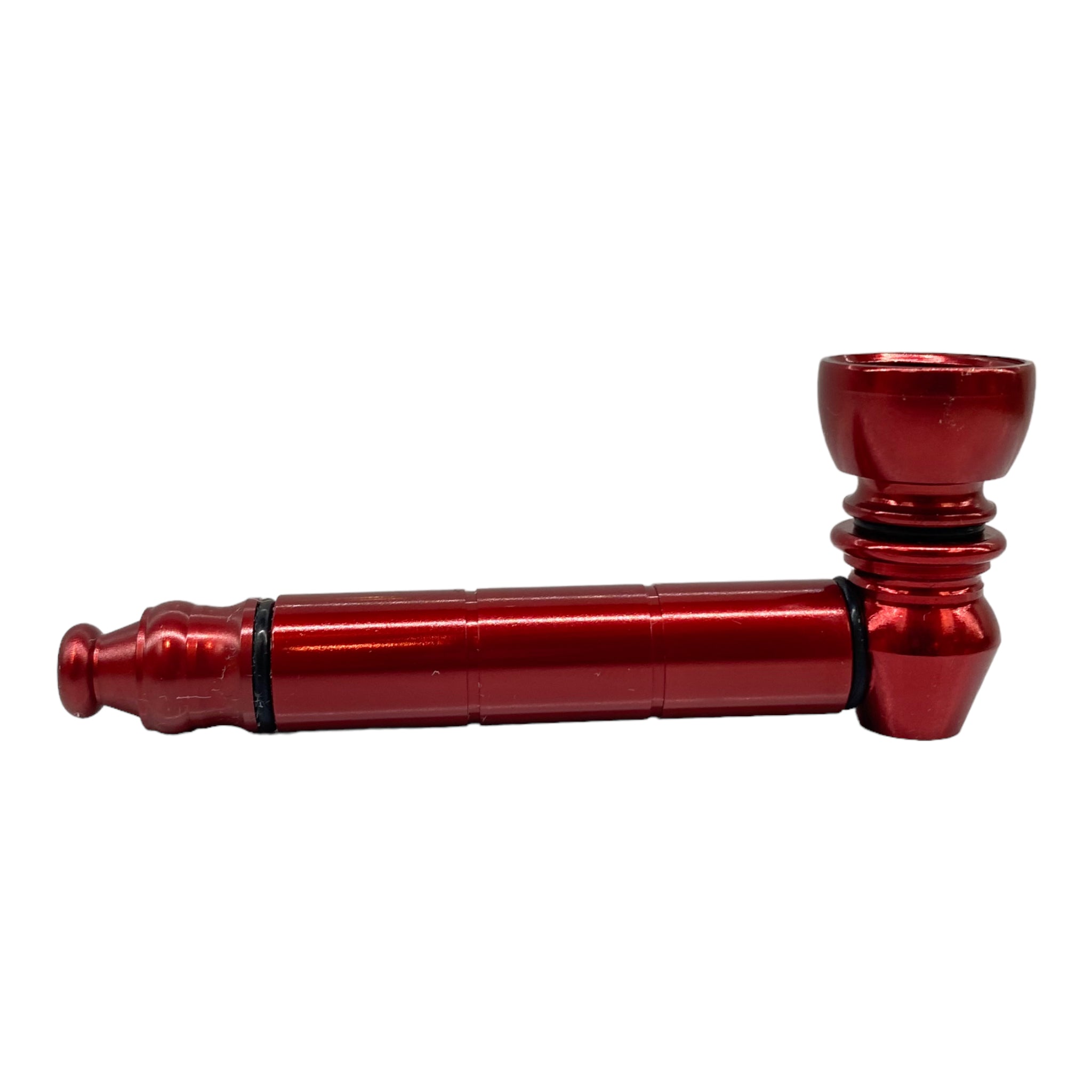 Metal weed and tobbaco pipe red basic metal pipe with small chamber for sale free shipping