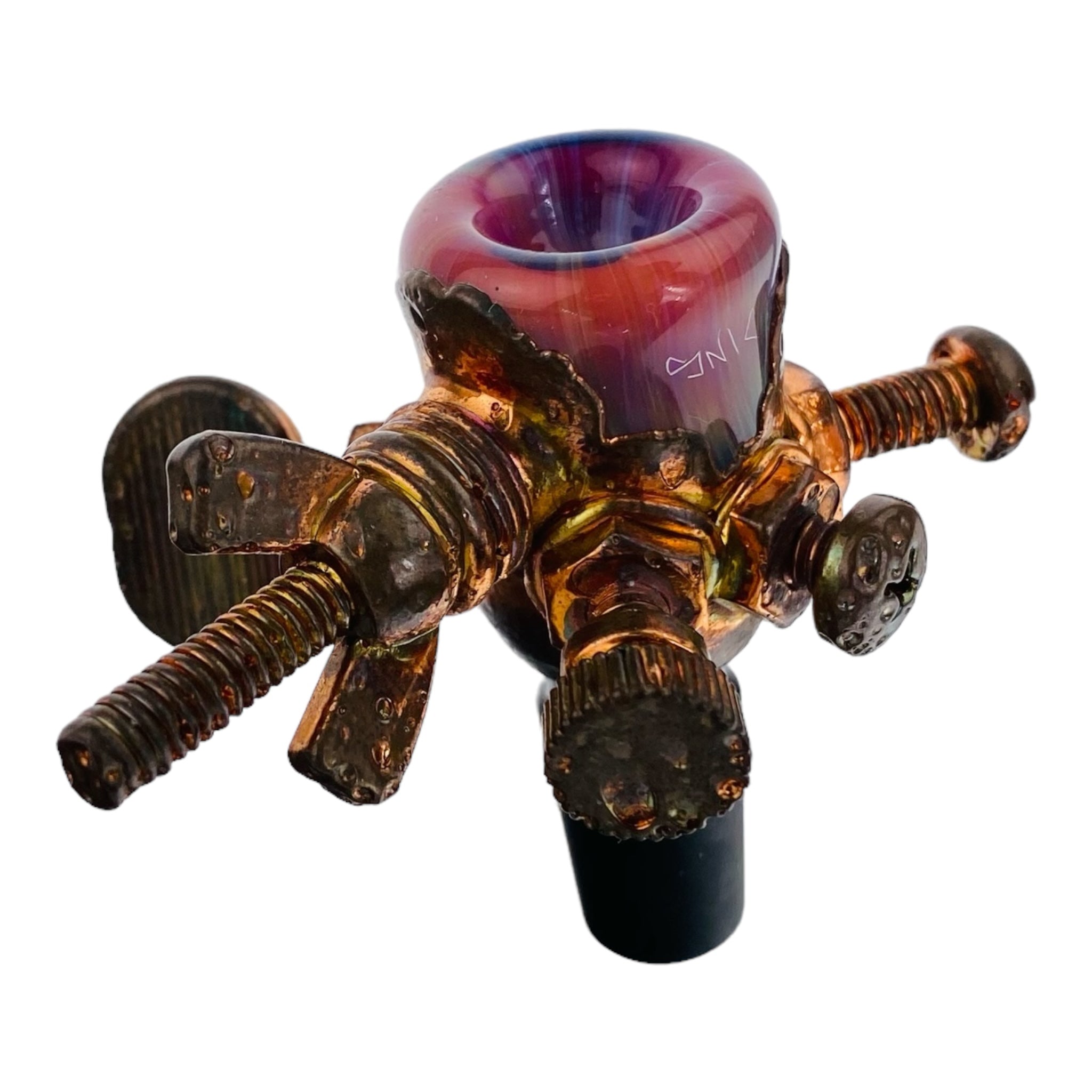 heady glass bong bowl by Snic Barnes Glass - Copper Electroformed 14mm Bowl With Serendipity for sale