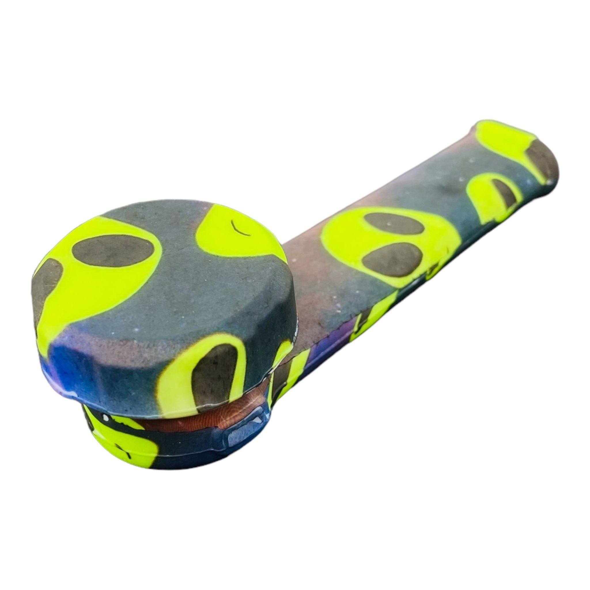 Small Alien Silicone Hand Pipe With Metal Bowl
