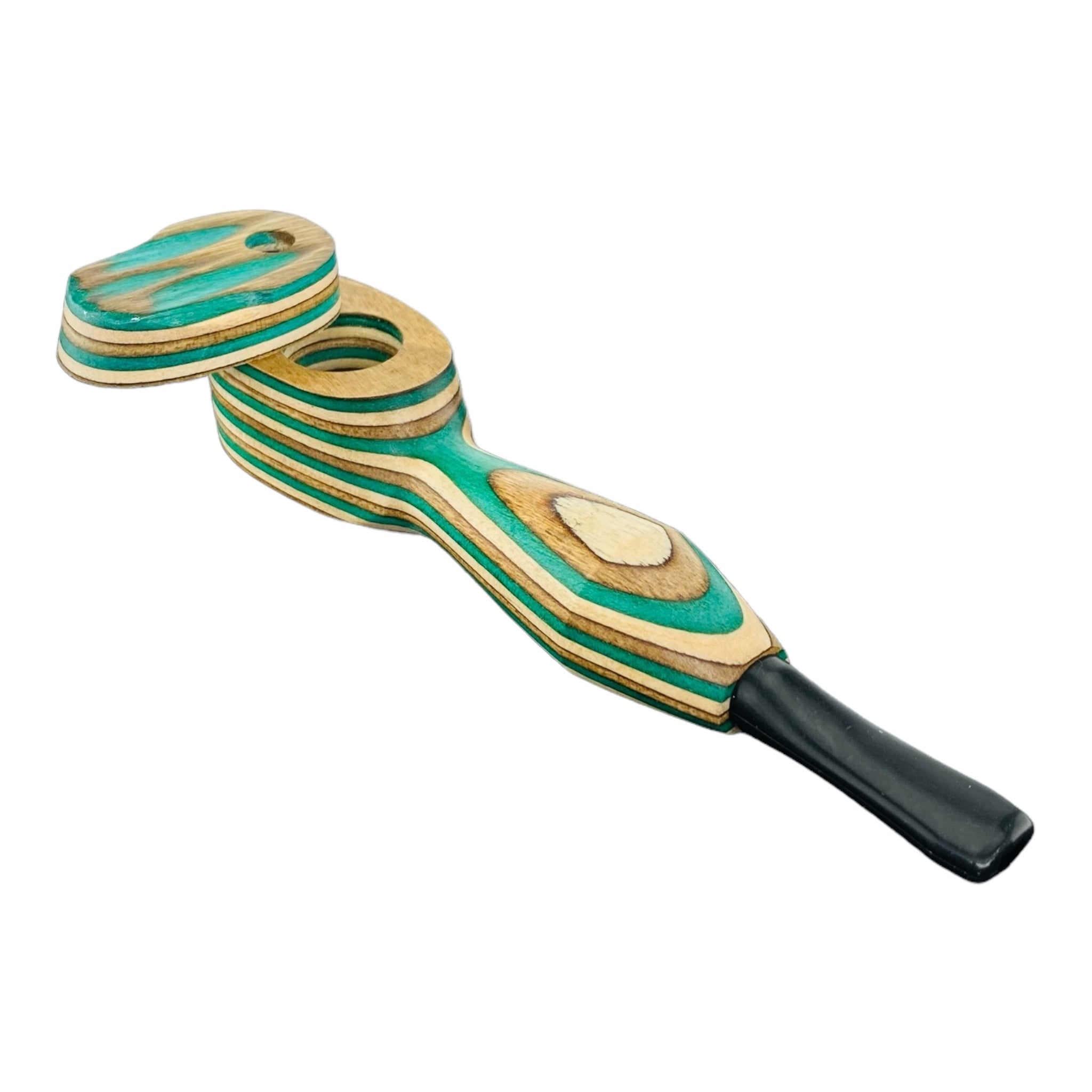 Wood Hand Pipe - Multi Colored Wood Pipe With Plastic Mouthpiece for weed or tobacco