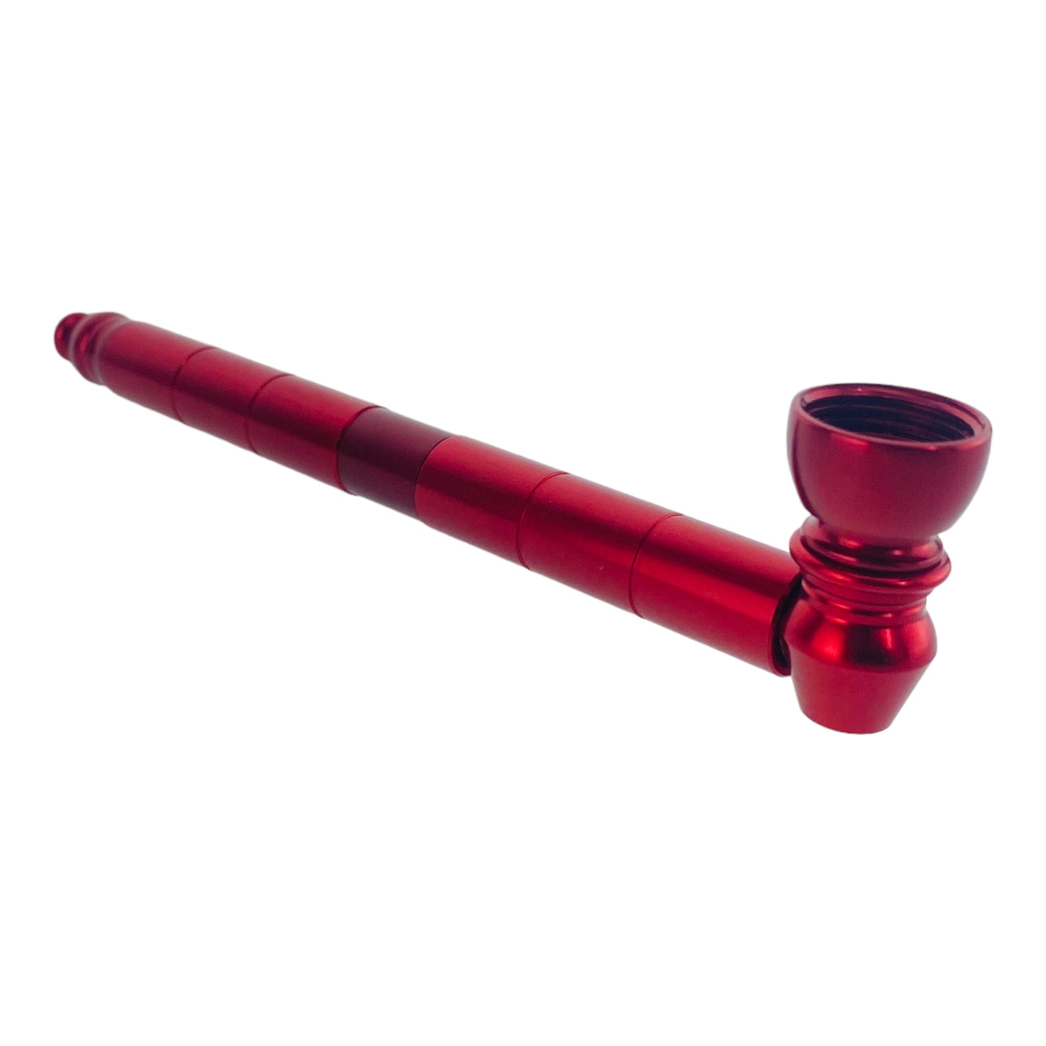 6 inch long Metal Hand Pipes - Red Long Stem Aluminum Metal Pipe