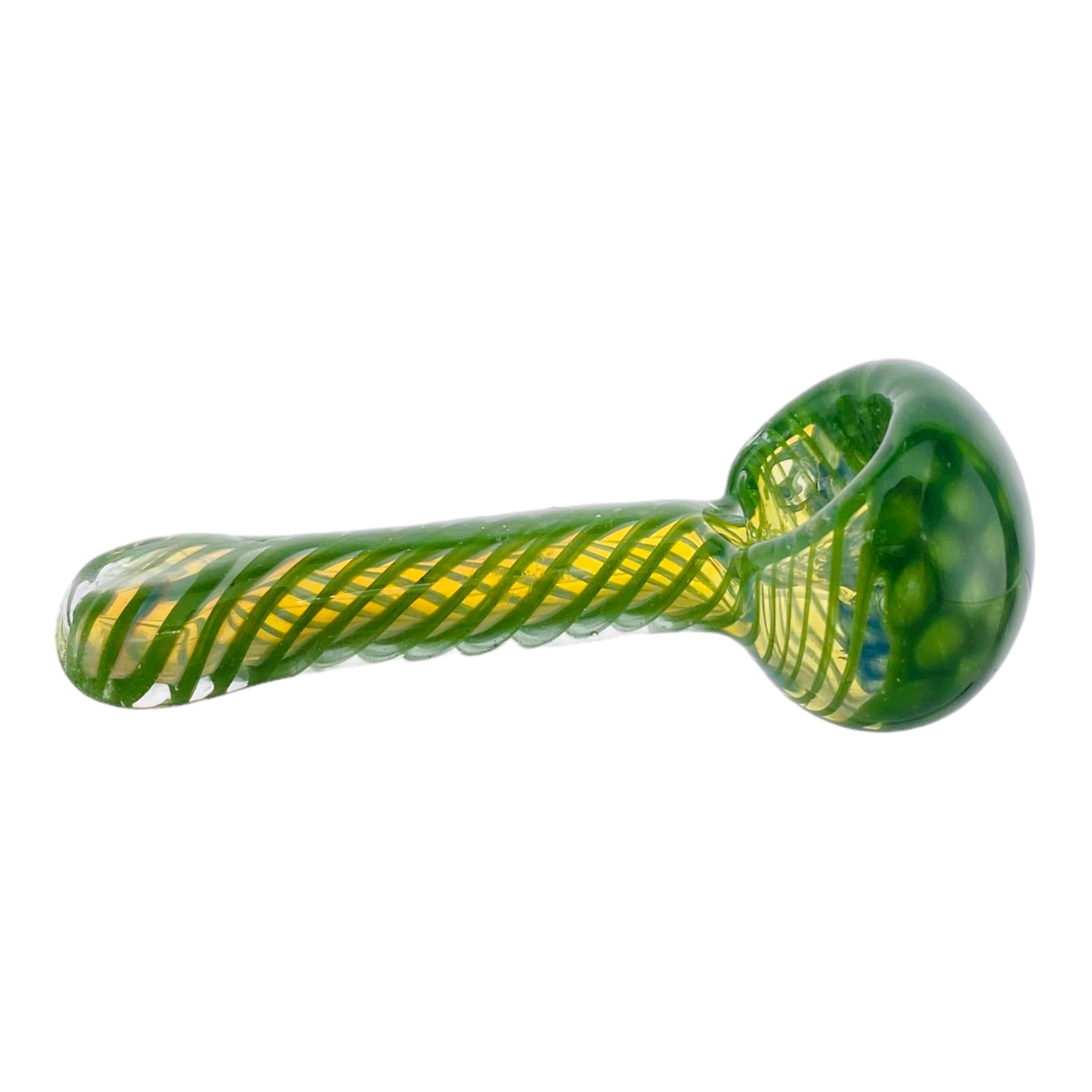 Cheap Color Changing Glass Spoon Pipe With Green Twist And Honeycomb End