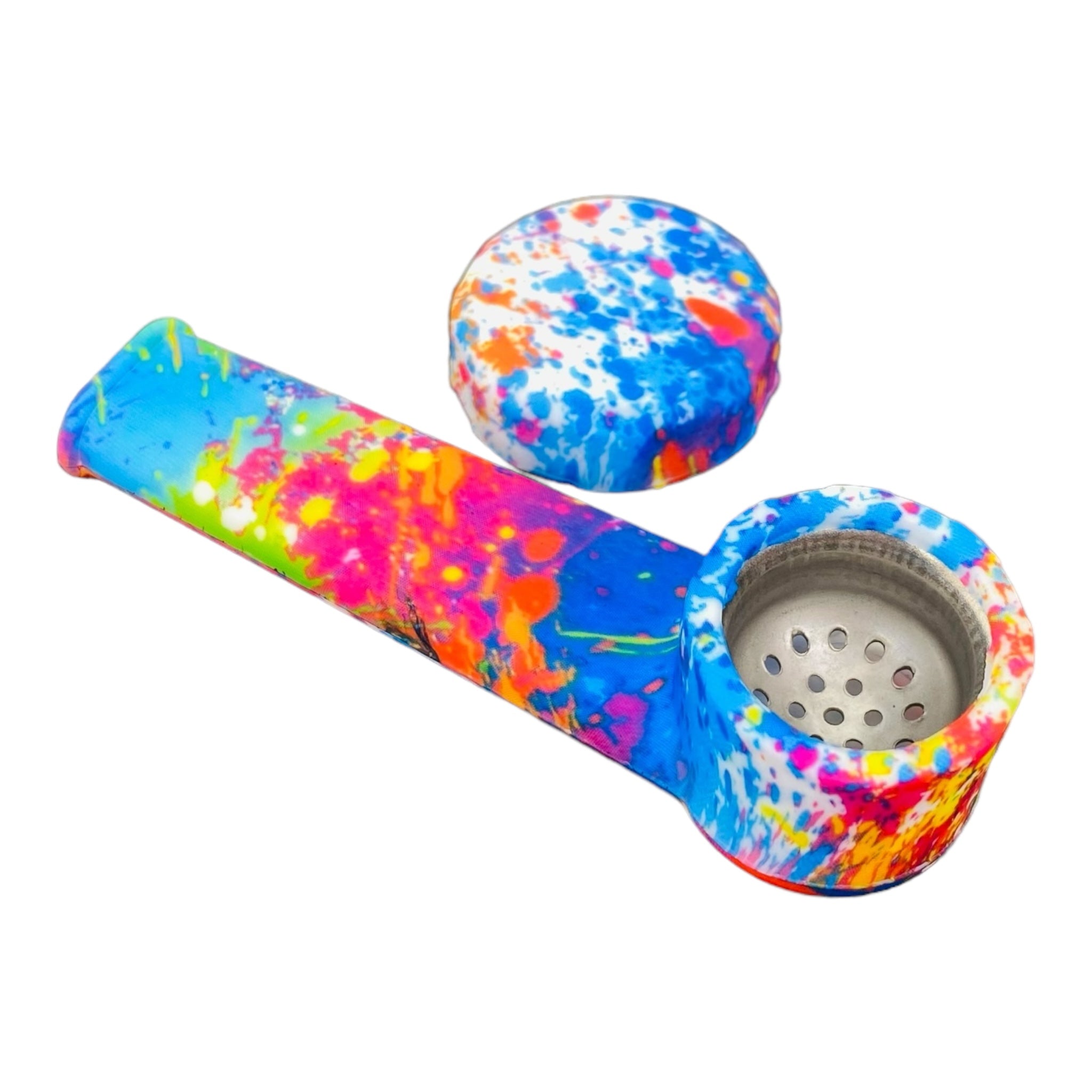 Small Tie Dye Silicone Hand Pipe With Metal Bowl for sale