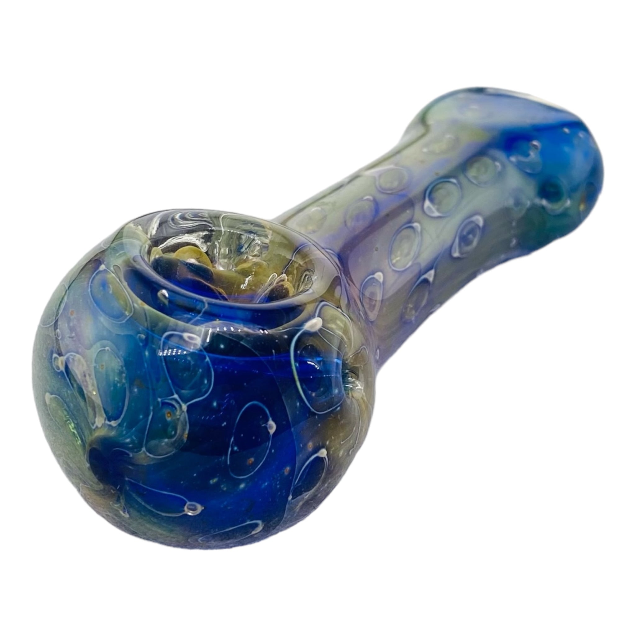 Glass Hand Pipe With Space Fume Bubble Trap And Flat Mouthpece