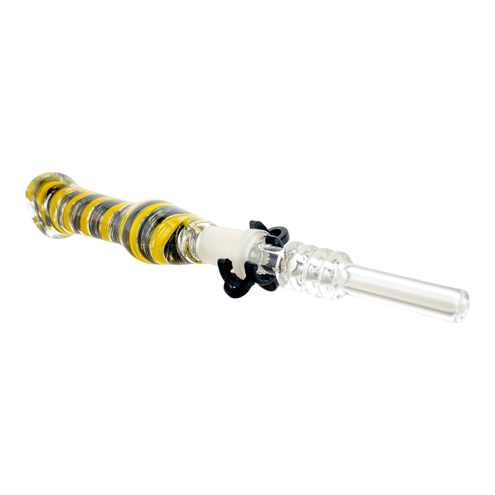 10mm Nectar Collector - Black And Yellow Inside Out With 10mm Quartz Tip