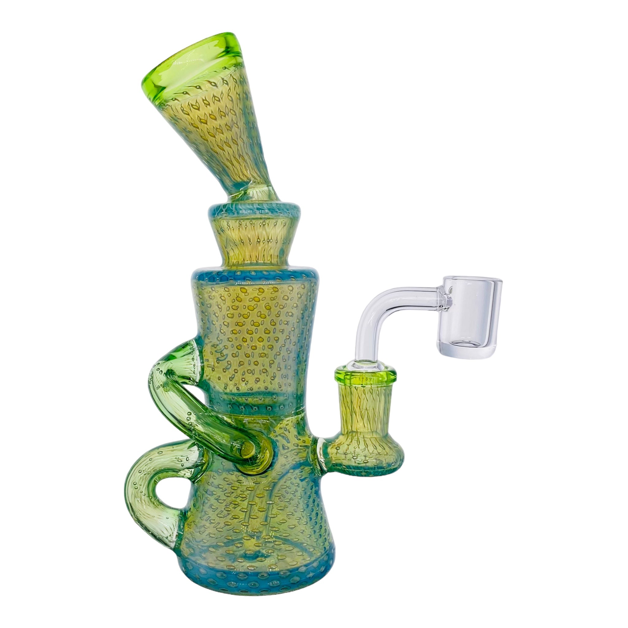 Green Recycler Dab Rig With Bubble Trap Design
