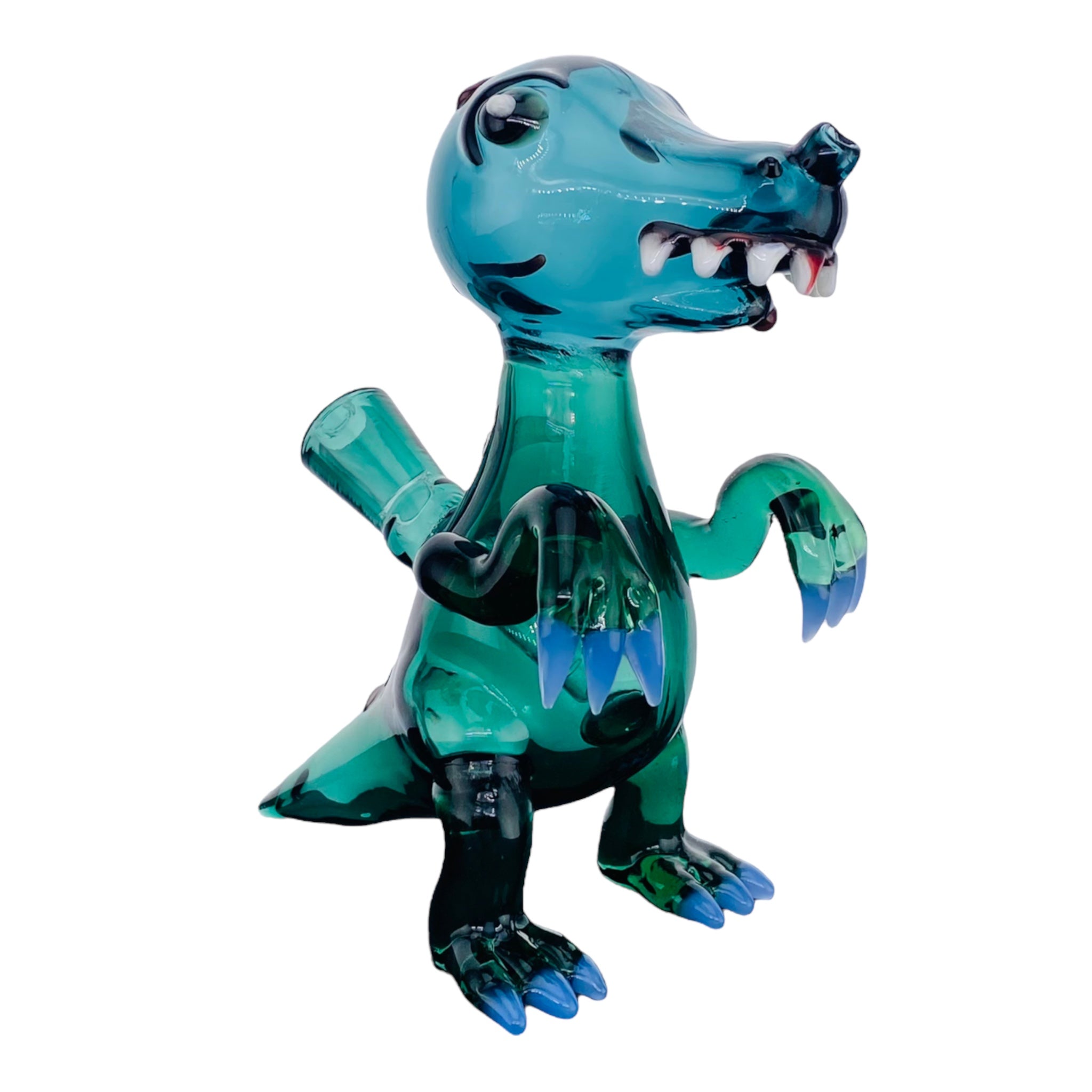 cute girly Green And Blue Dinosaur Dab Rig