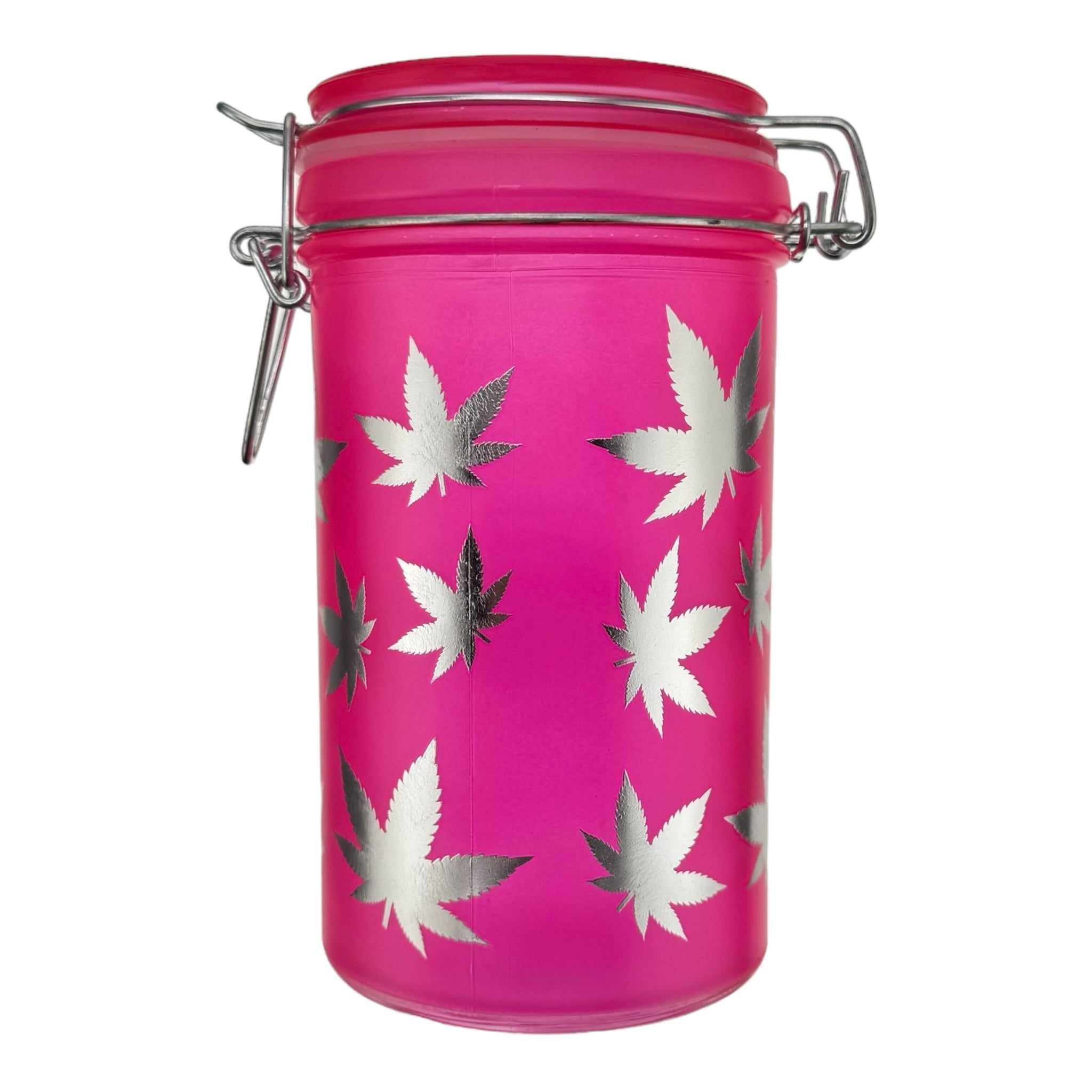 Pink Jar With Weed Leaves Large for sale
