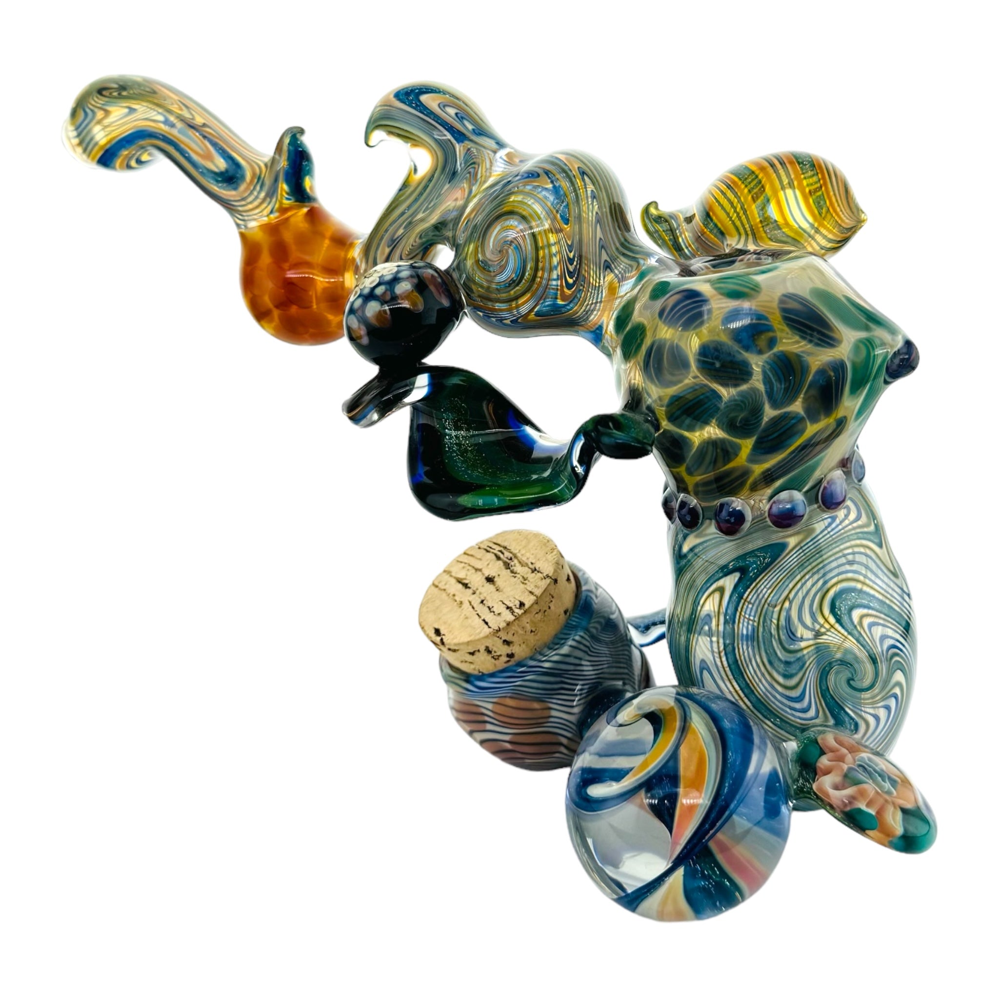 Large Heady push bowl Bubbler With linework Sections And Stash Jar for sale