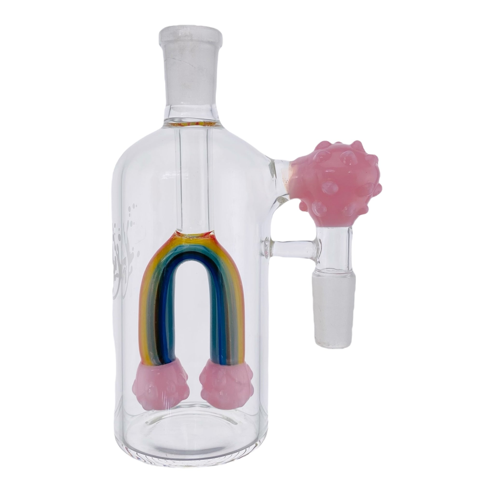 Pulsar Glass cute Pink Rainbow Clouds 14mm Ash Cathcer for weed bongs With 45 Degree Joint
