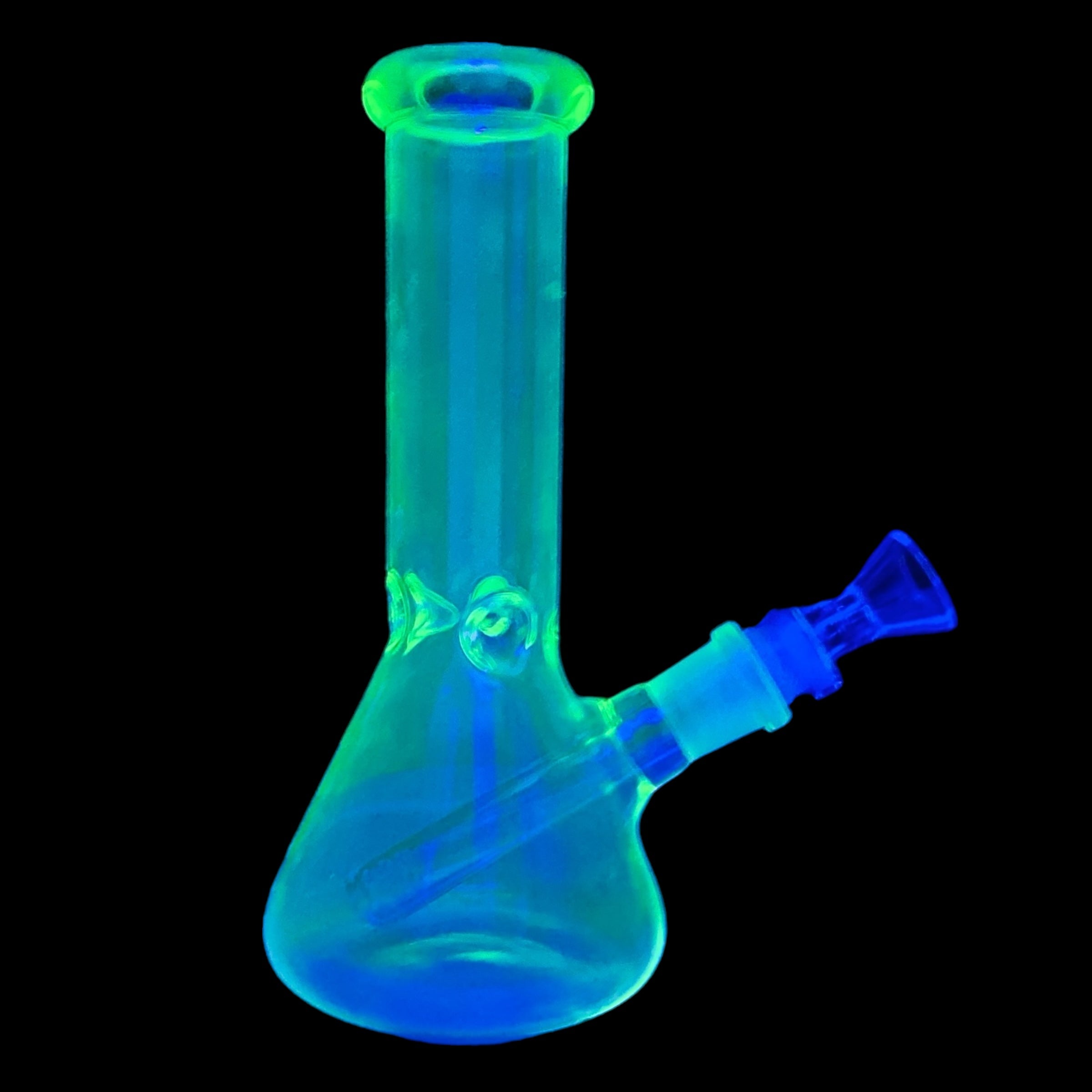cute and girly bong Green UV Reactive Small Beaker Glass pipe for sale