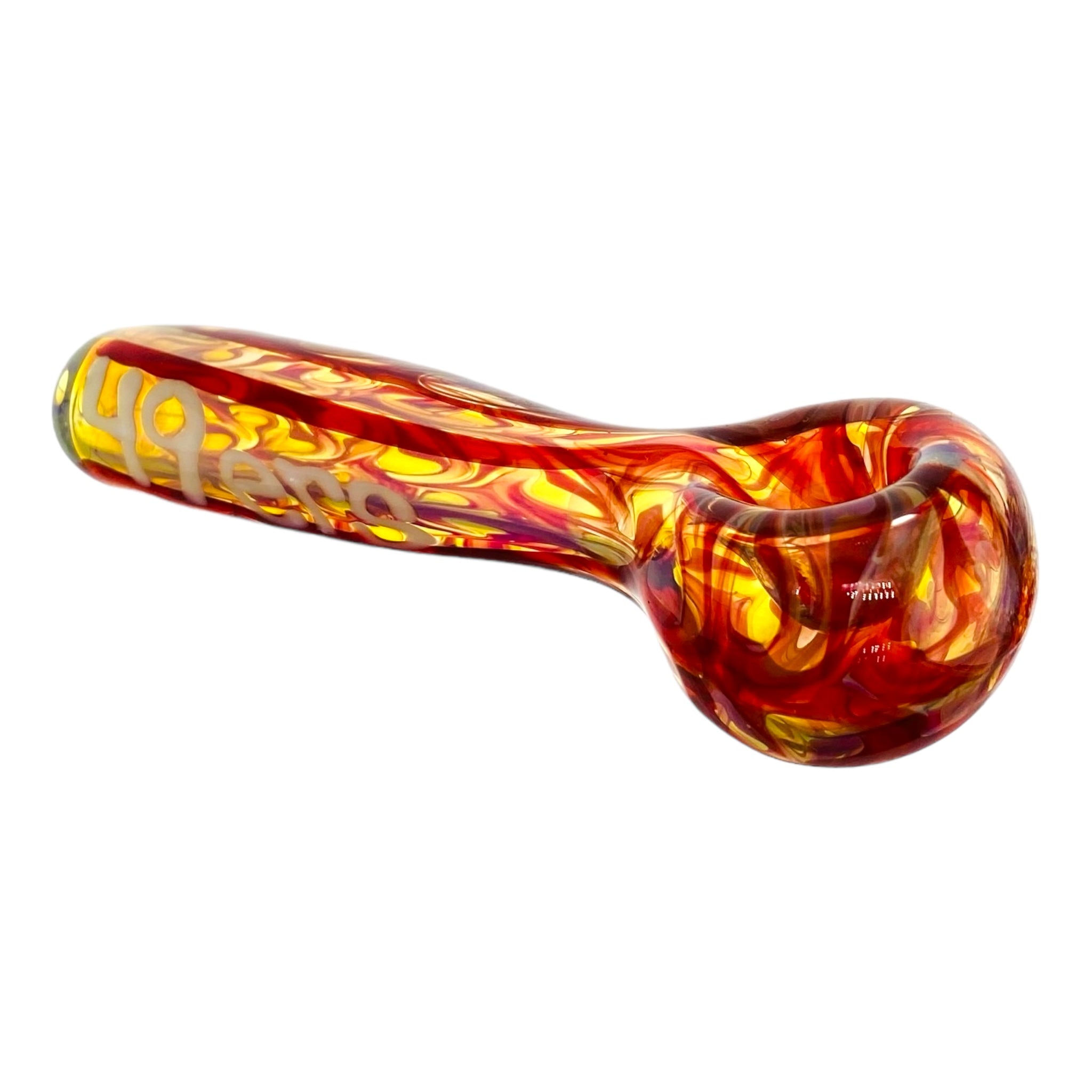 49ers Glass Hand Pipe With Red Wrap And Rake