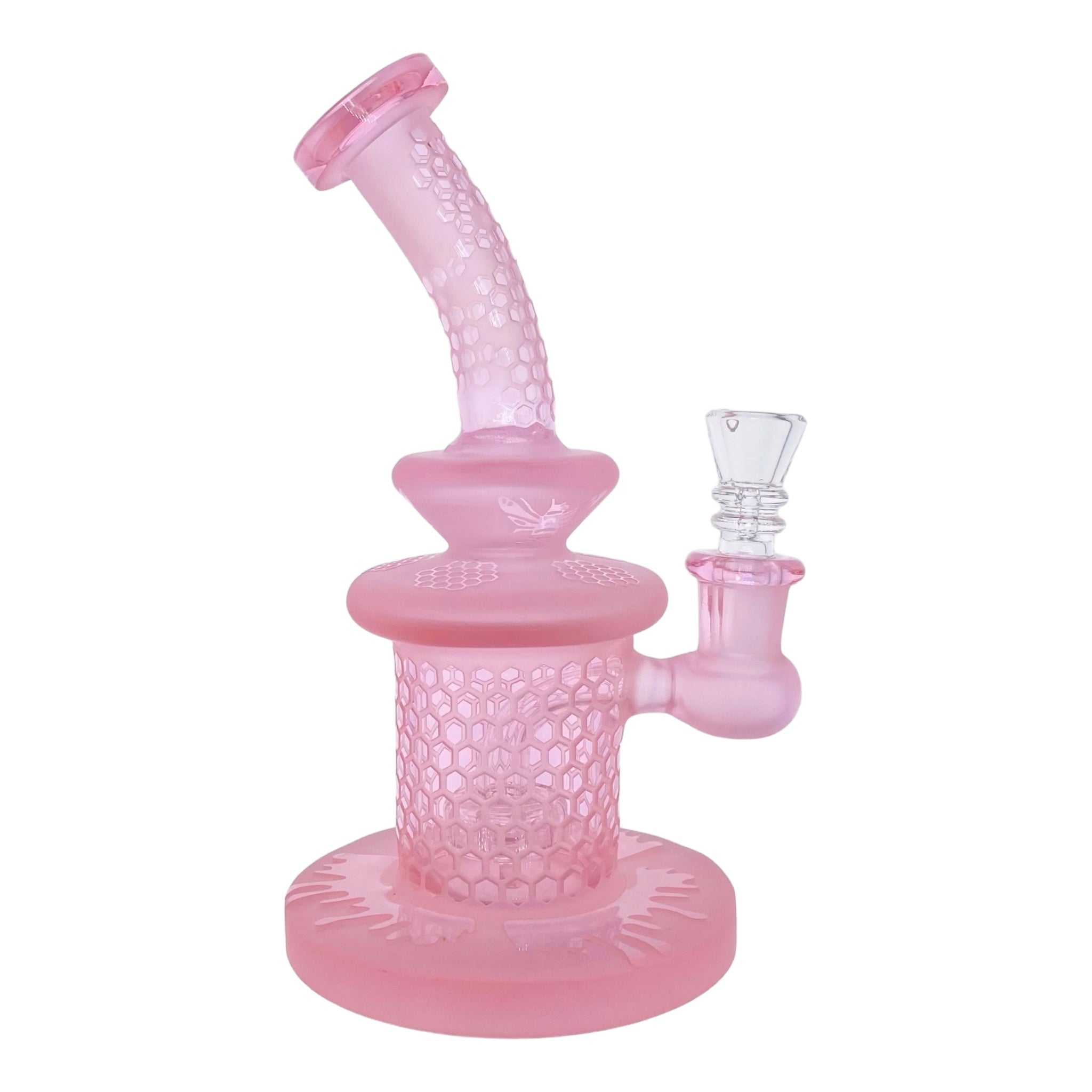 cute and girly Pink Bubbler Bong With Sandblasted Honeycomb for sale