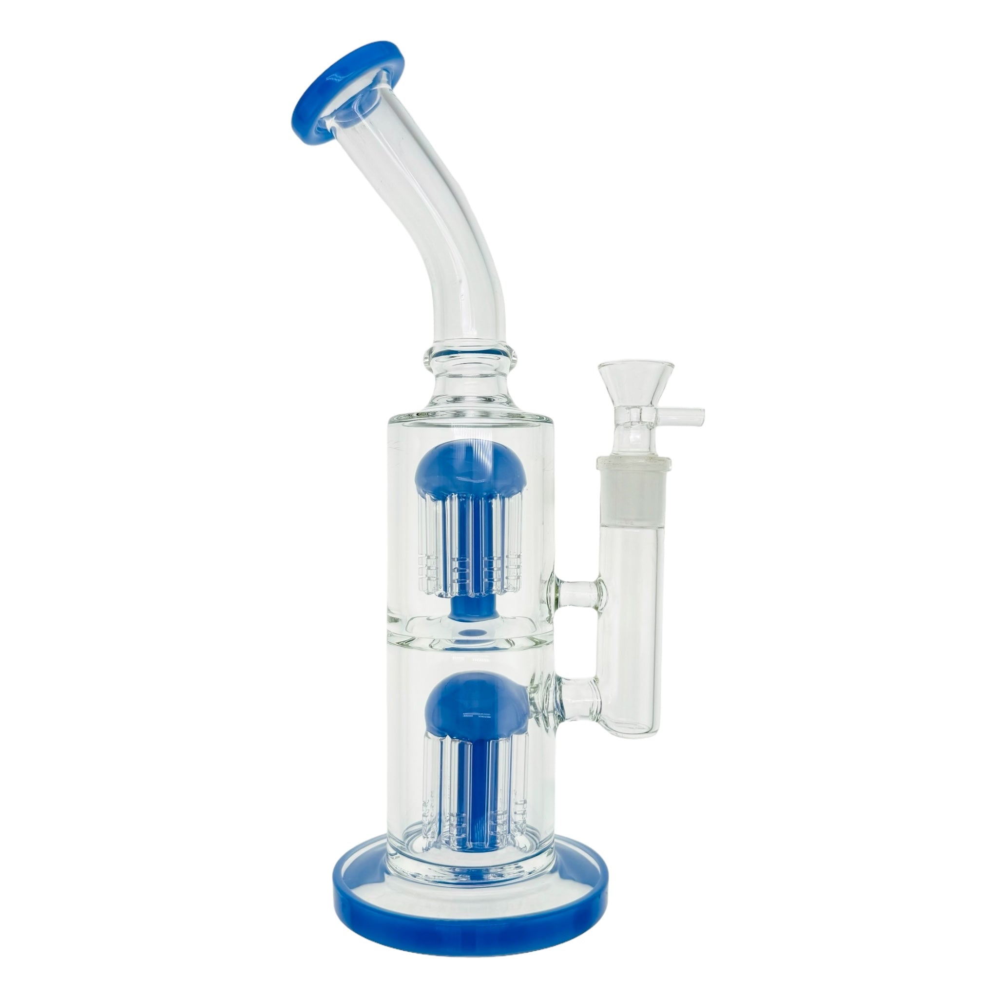 13 Inch Milky Blue Inline Bong With Double Tree Percs