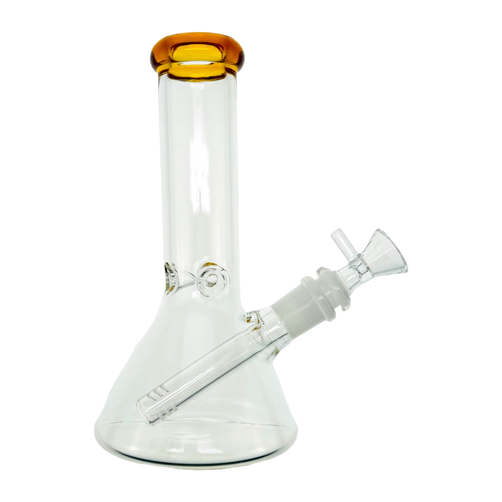 8 Inch Clear Beaker Bong With Amber Brown Color Lip