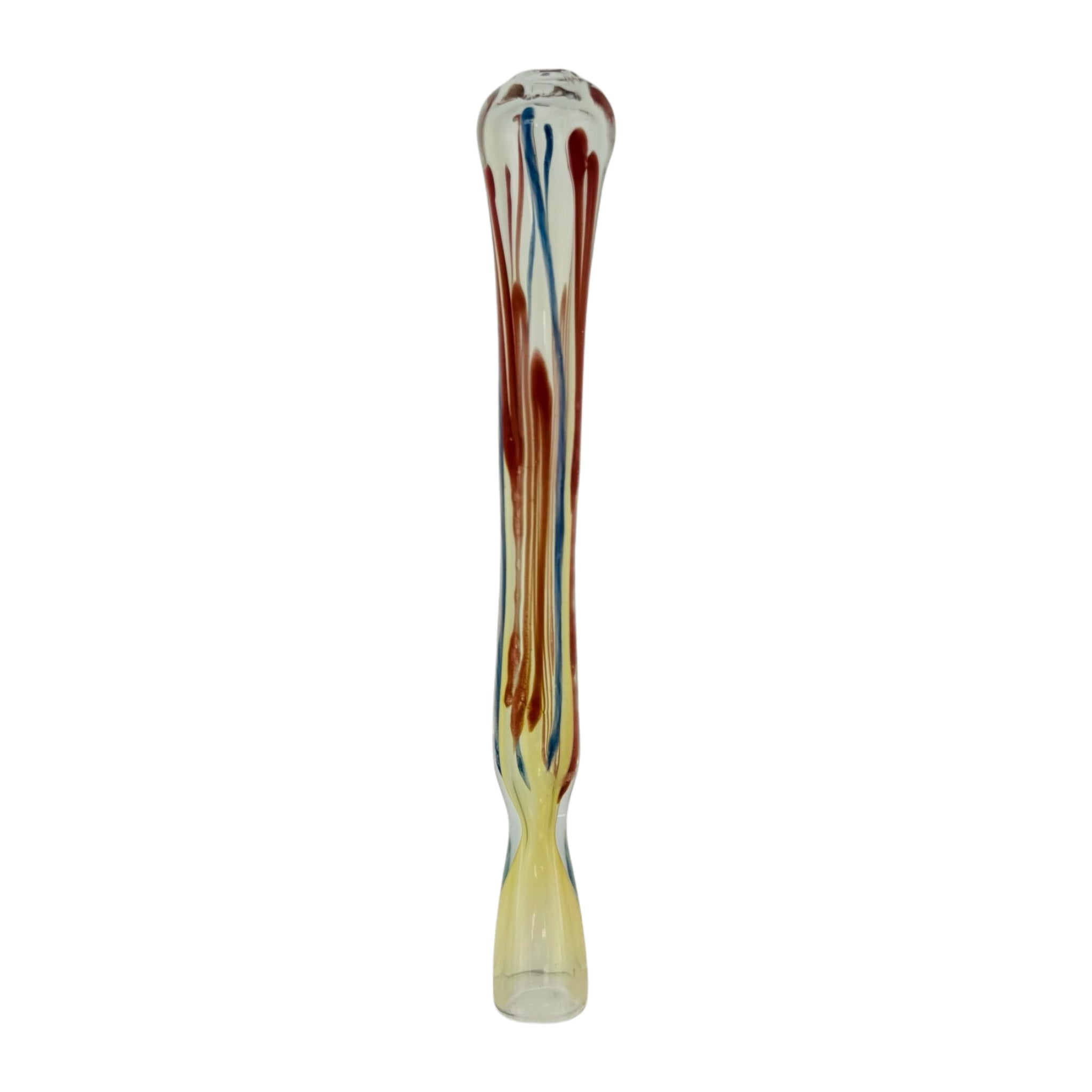 Glass Chillum Pipe - Extra Long Red And Blue Hand Pipe