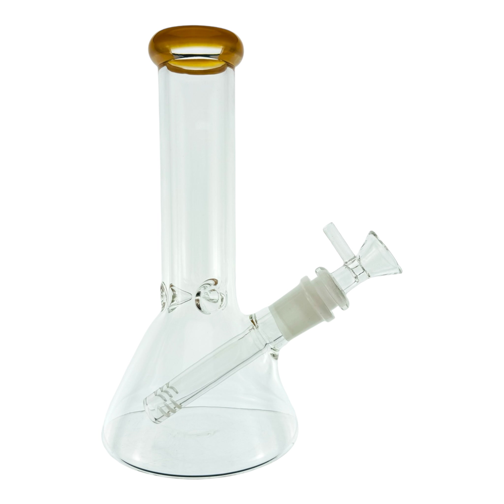 8 Inch Clear Beaker Bong With Sunburst Orange Color Lip